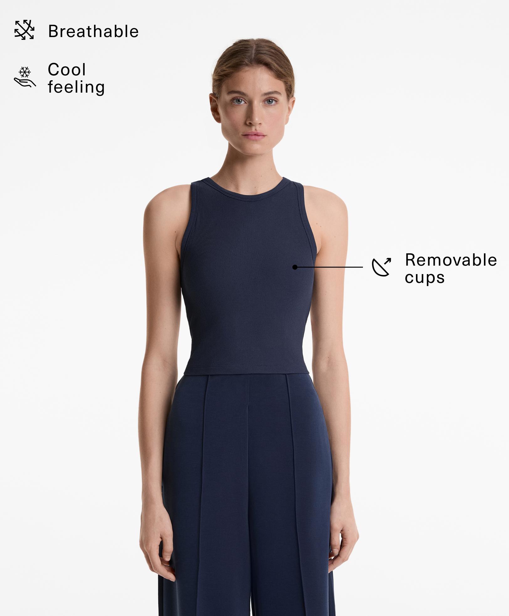Tank top long rib en mélange de modal