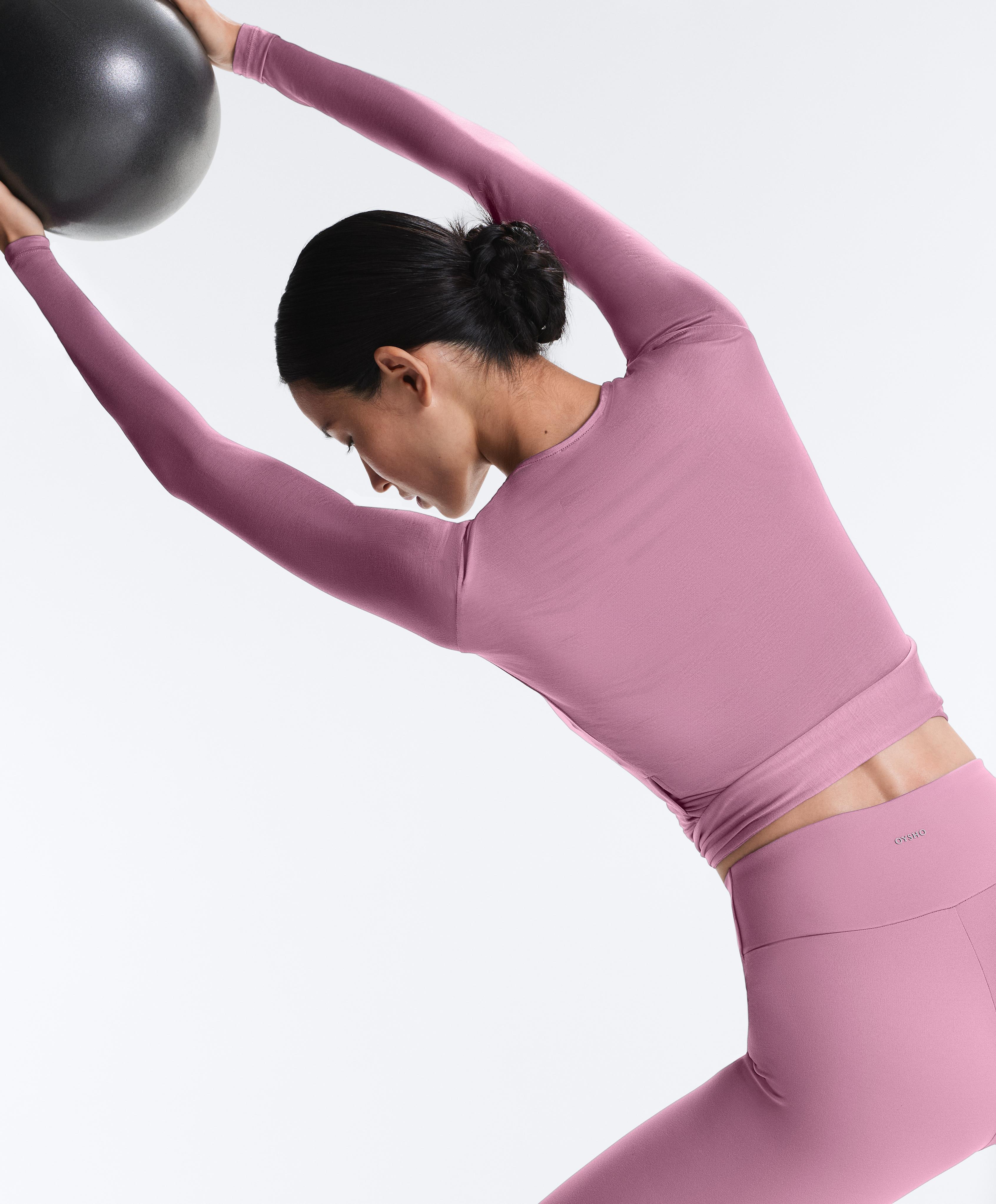 Lyocell blend wrap T-shirt — MAUVE PINK