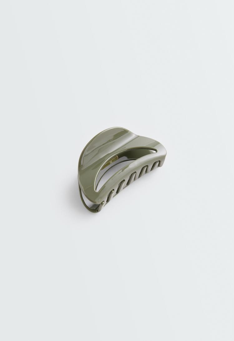 Large acetate hair clip — KHAKI-GREY
