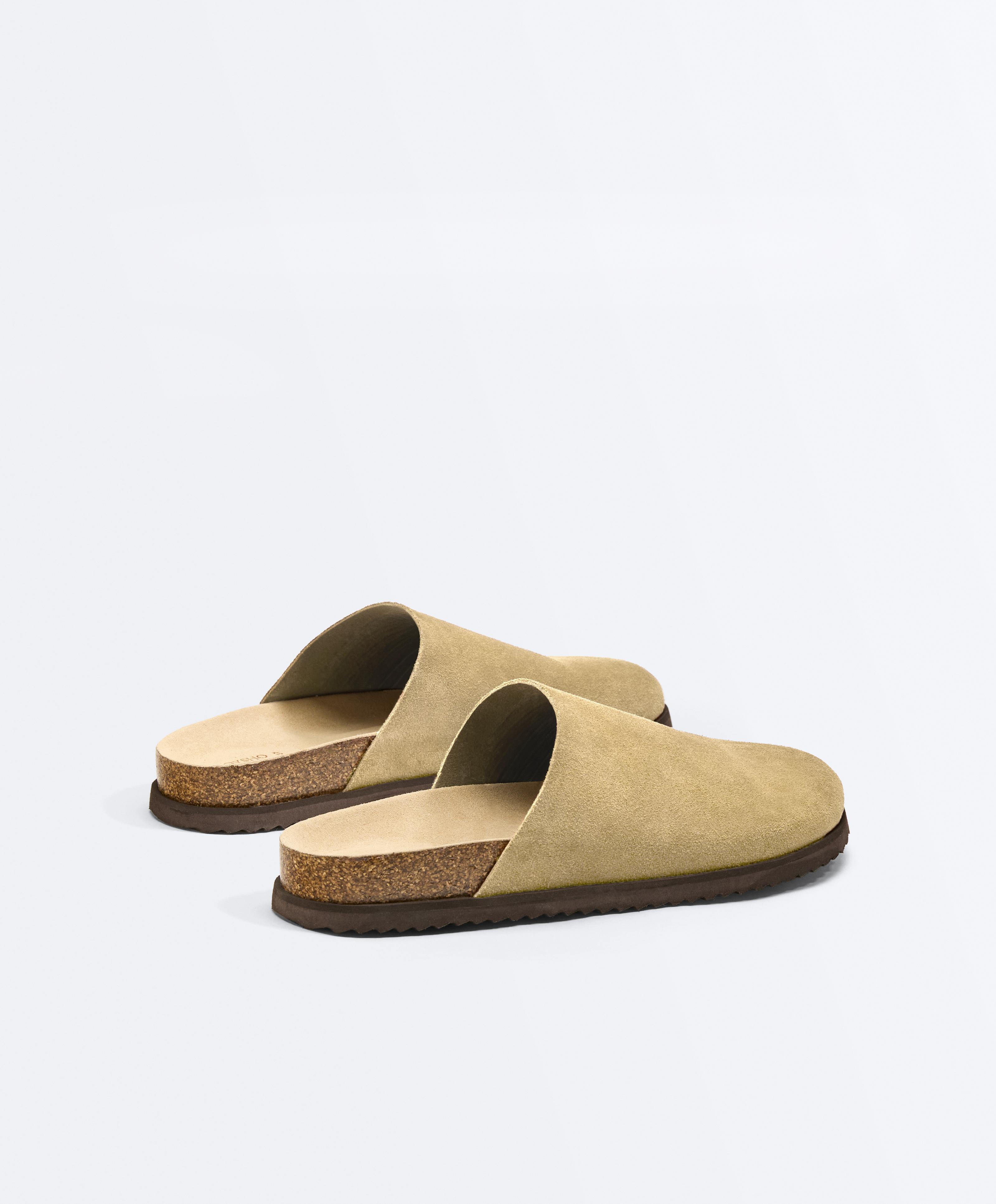 Split leather mules — SAND