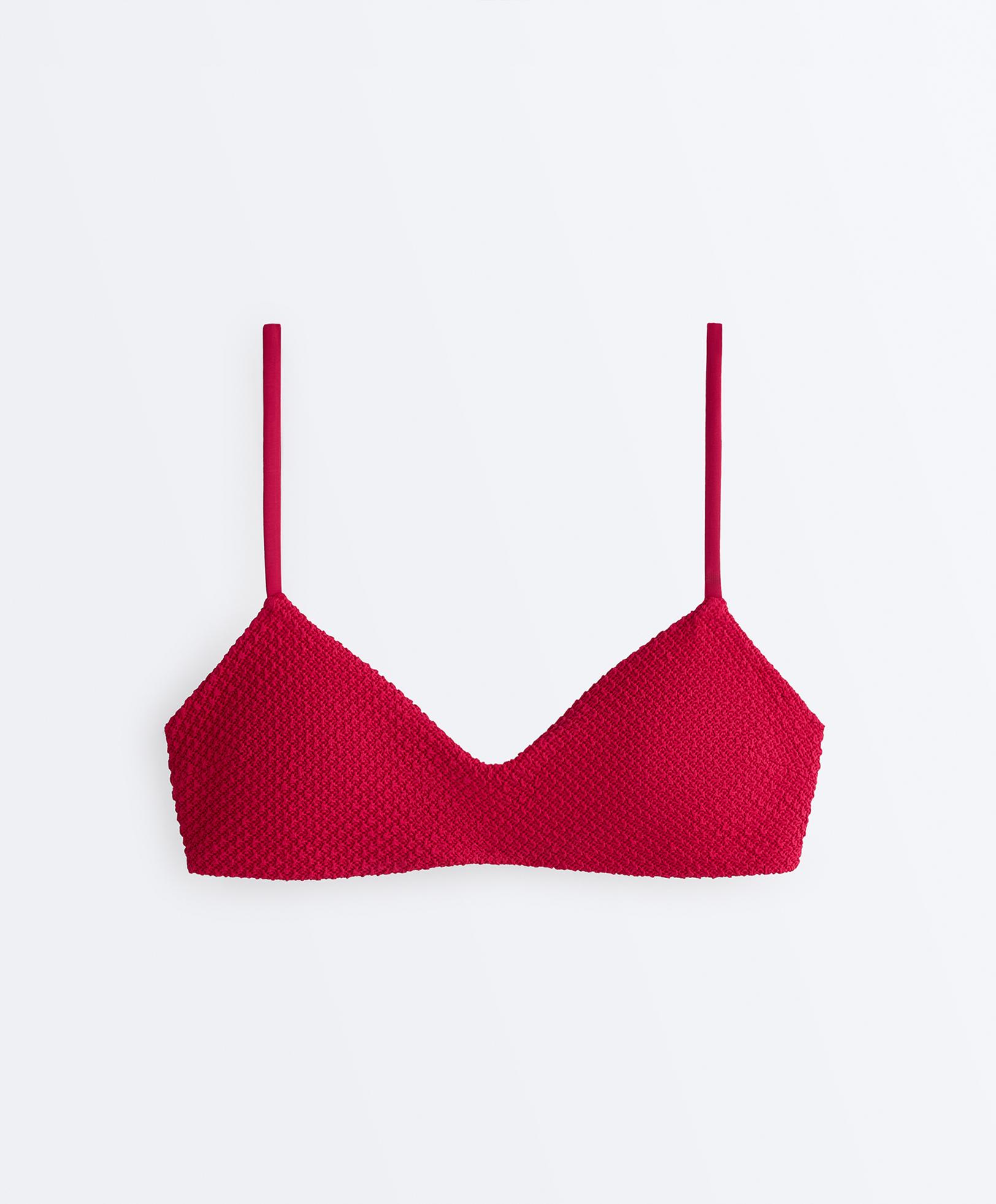 Waffle texture bikini top — BRIGHT RED