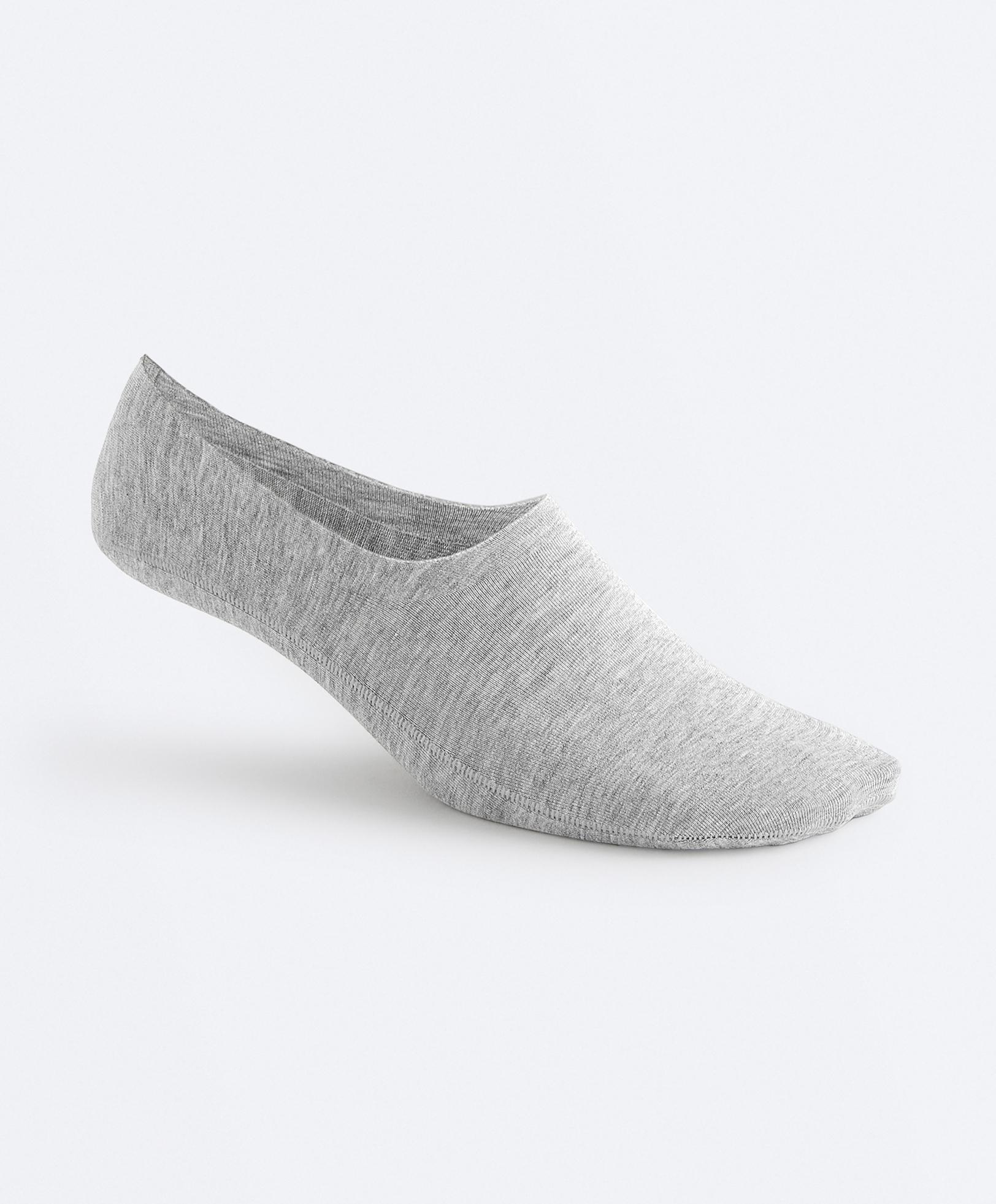 2 pairs of high-cut ribbed cotton blend invisible socks — DARK-GREY MELANGE