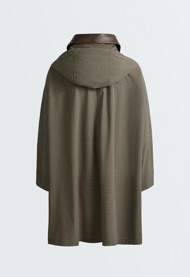 Checked extra lightweight 10k waterproof short cape — KHAKI MELANGE 7