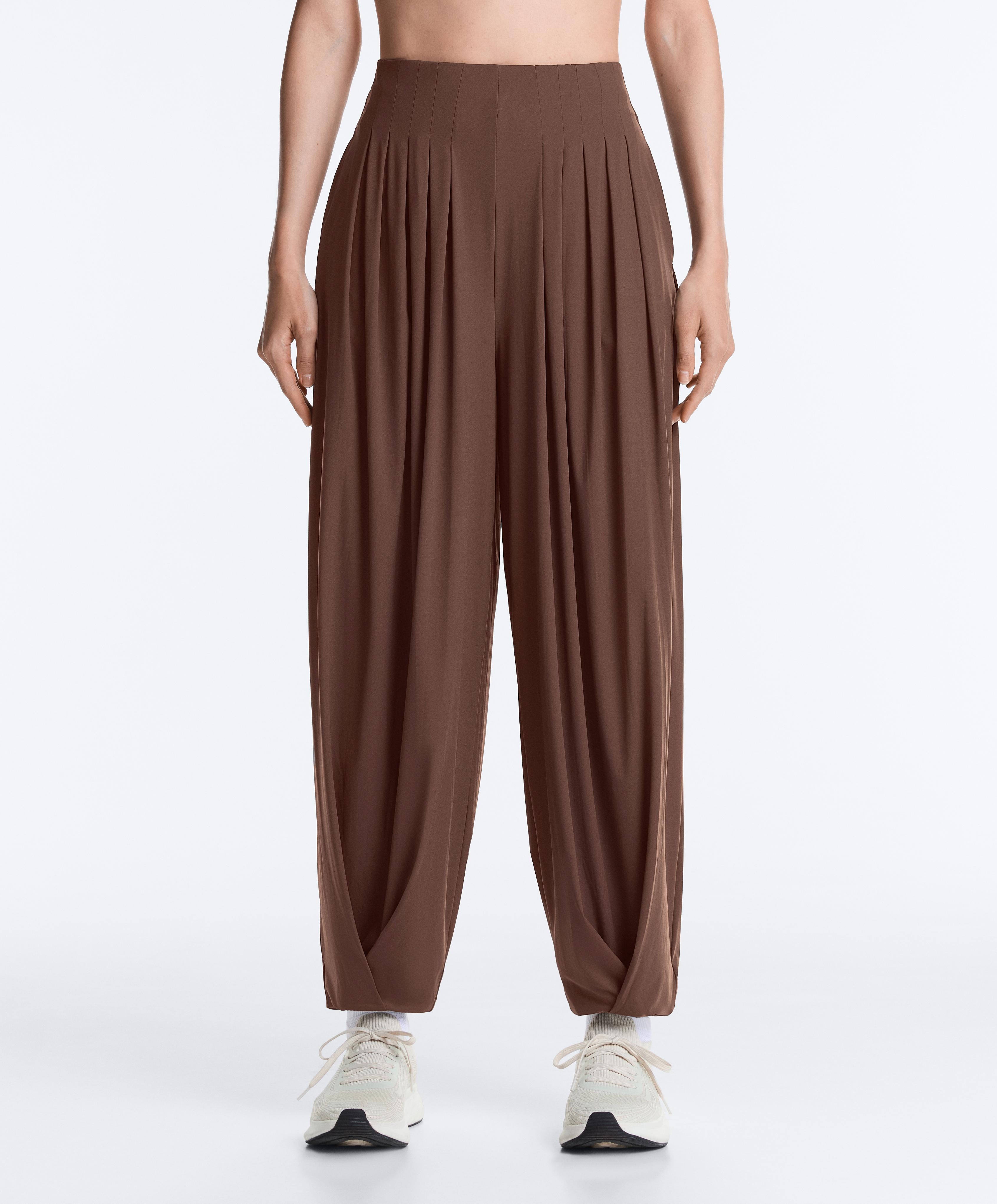 Light Touch long bloomer trousers — MID-BROWN