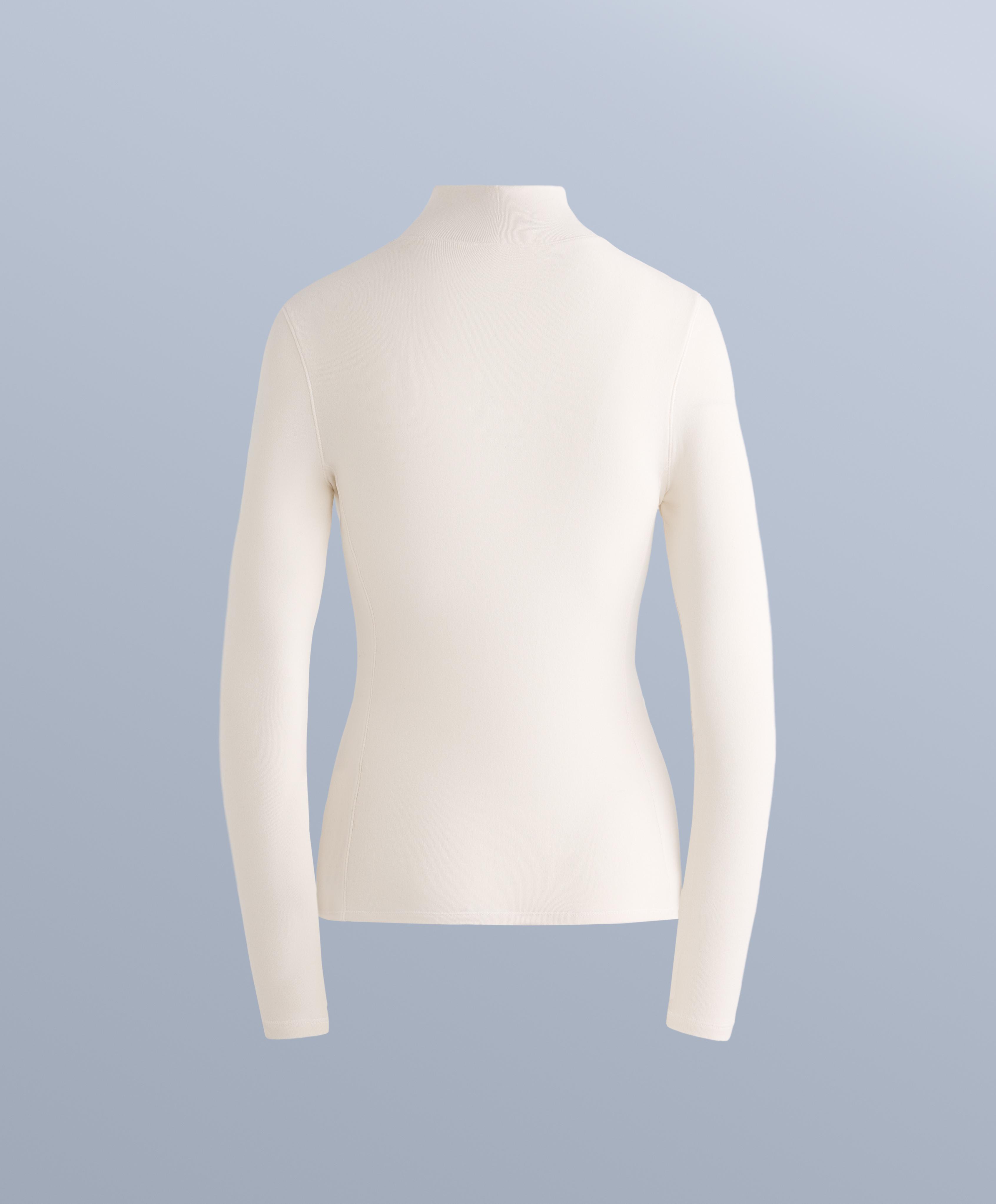 High-neck thermal base layer fleece top — PALE ECRU