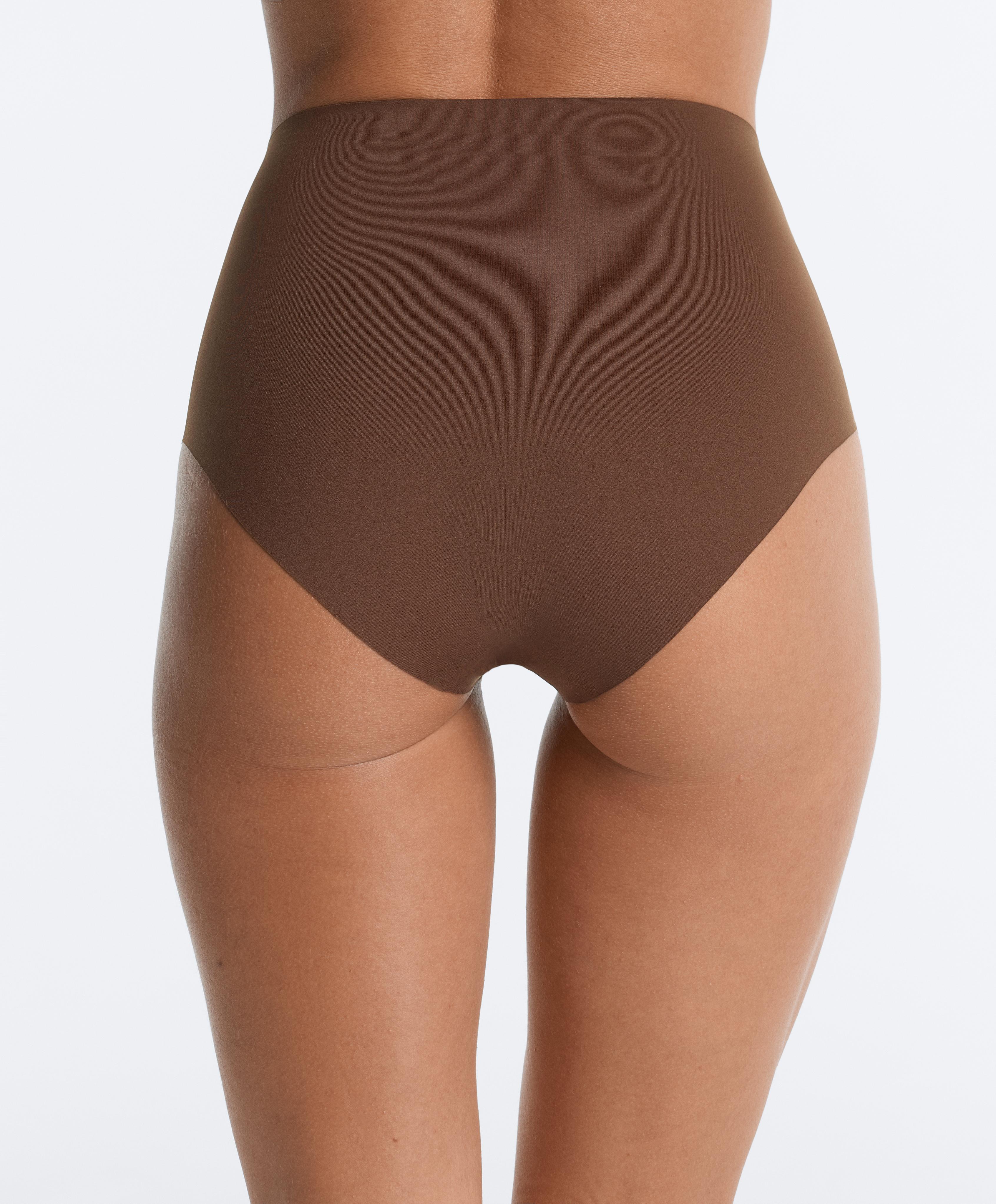 2 invisible polyamide blend medium-support high-rise briefs — DARK BROWN