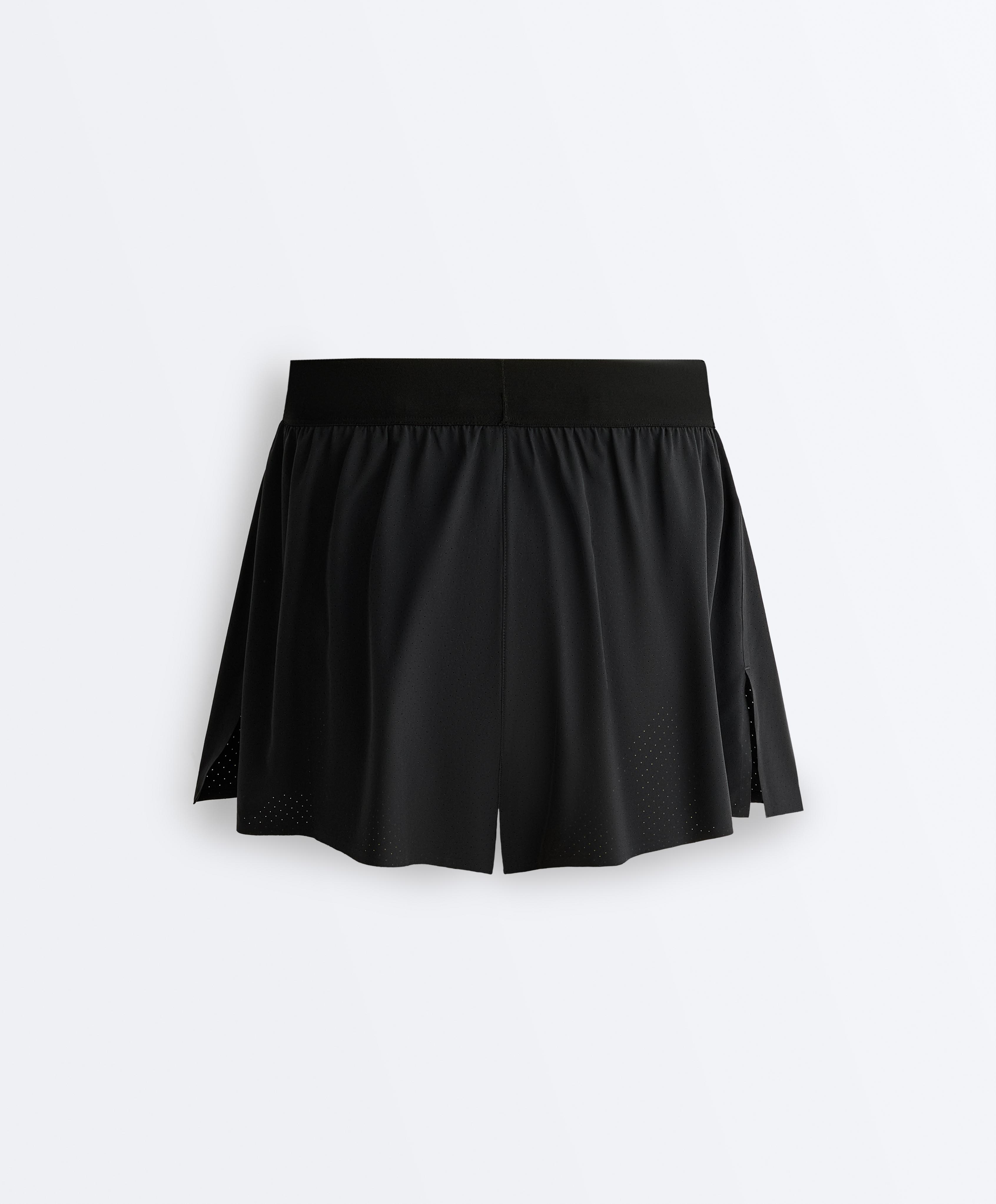 Mid-rise 7cm technical shorts — BLACK