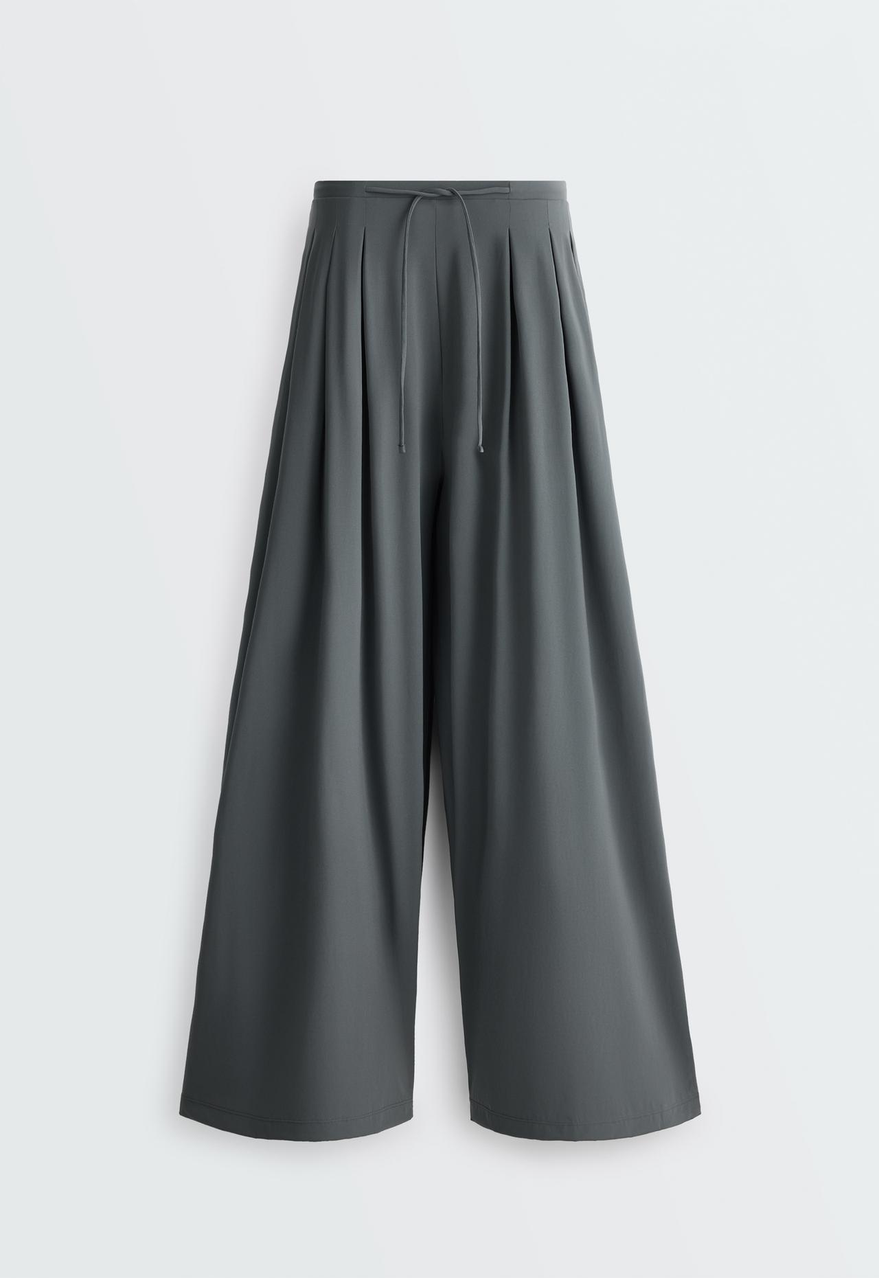 Light Touch wide-leg trousers with darts — STEEL GREY
