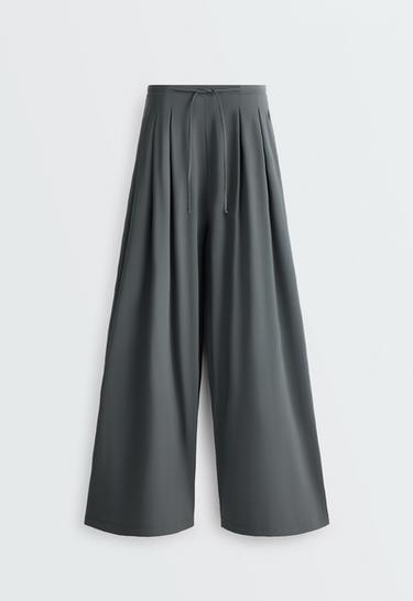 Light Touch wide-leg trousers with darts — STEEL GREY 6