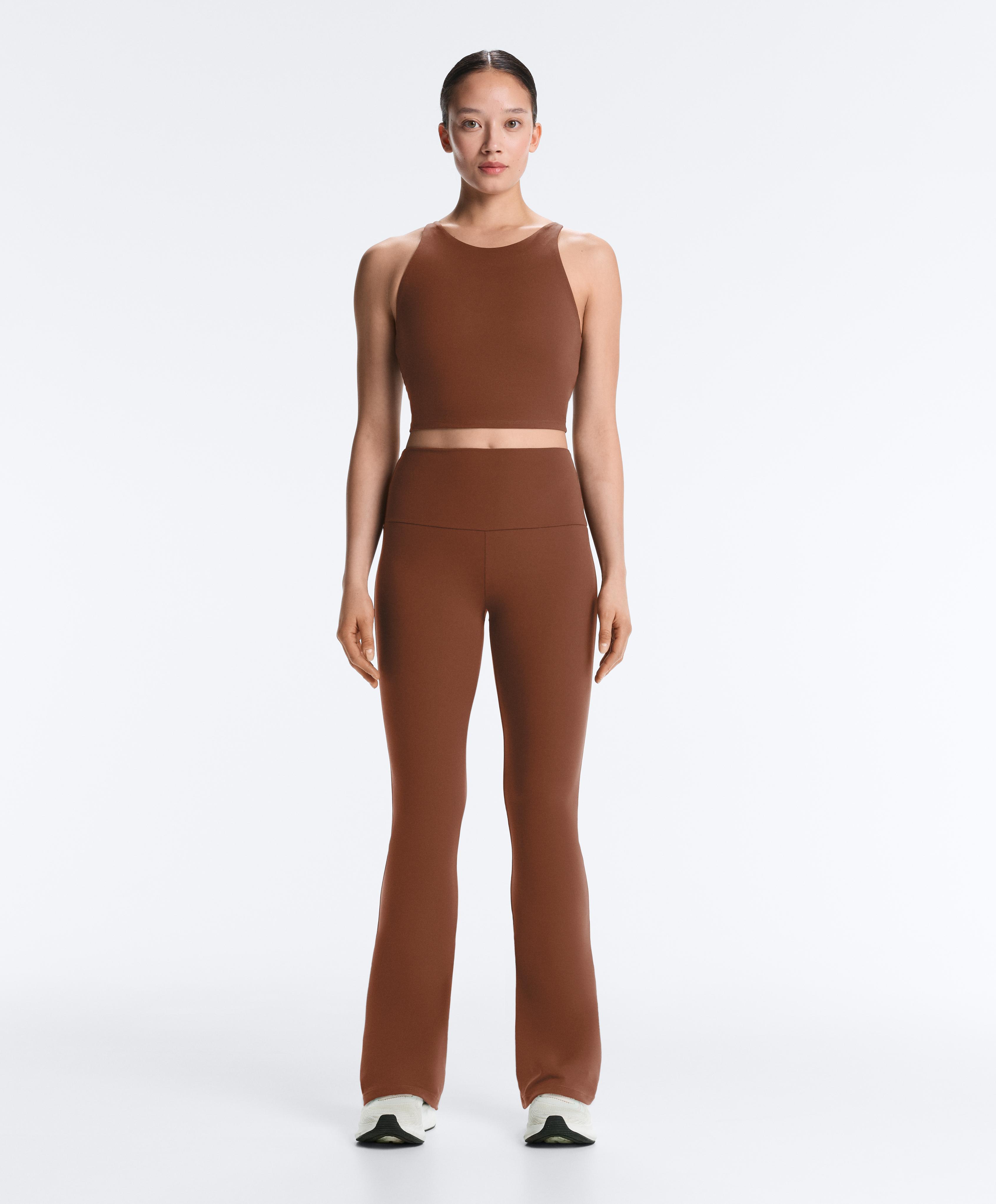 High-rise Comfortlux flare trousers — COFFEE