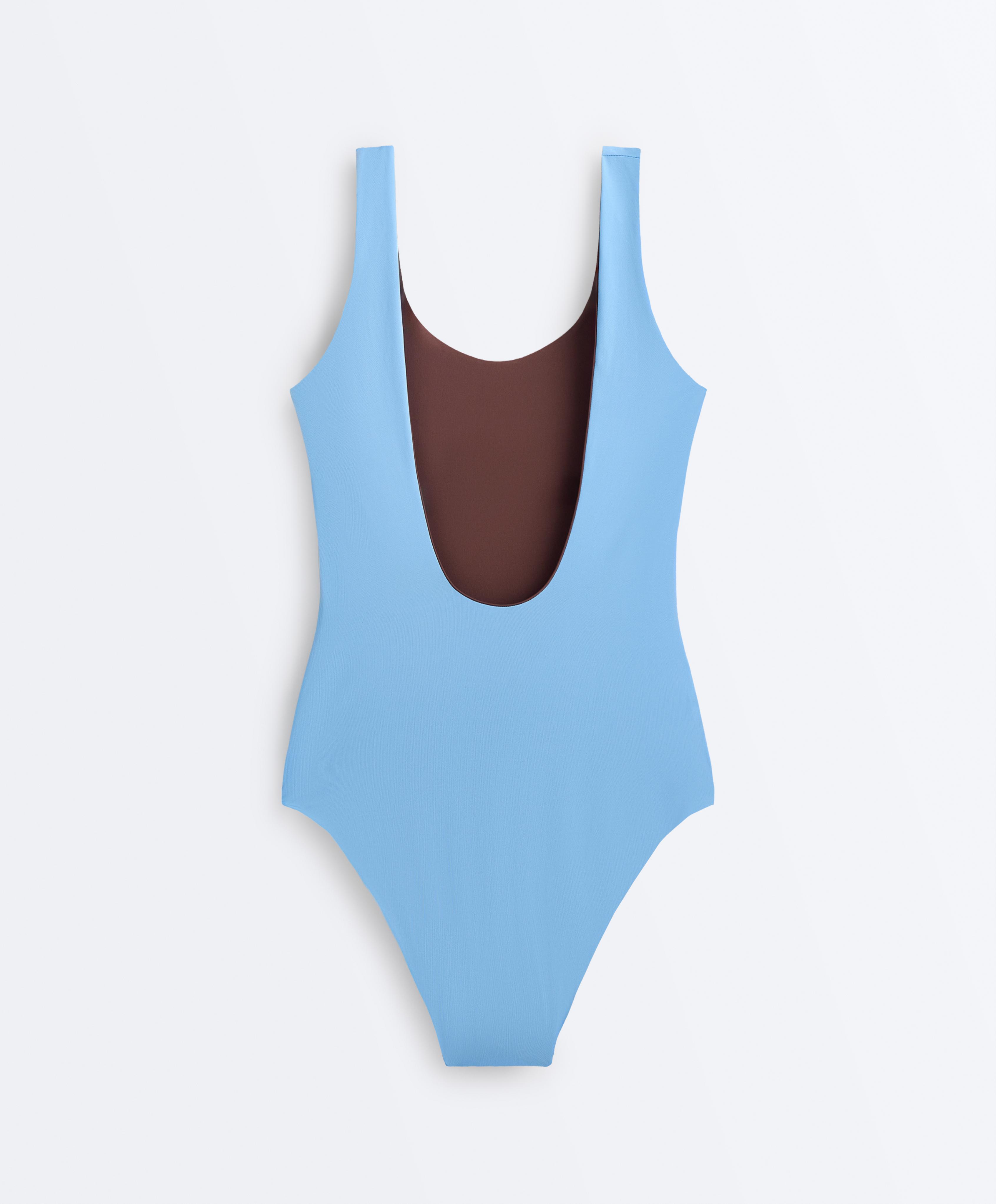 Reversible round neck swimsuit — CHOCOLATE