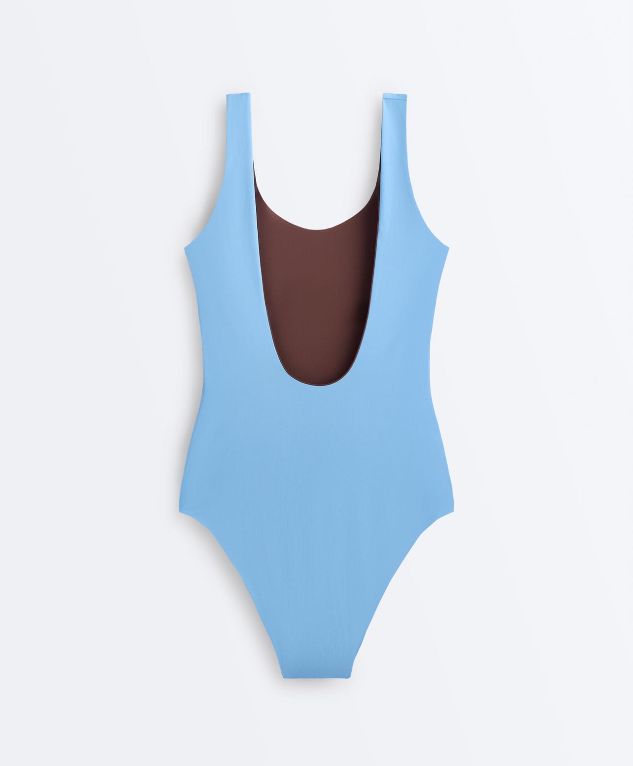 Reversible round neck swimsuit — CHOCOLATE
