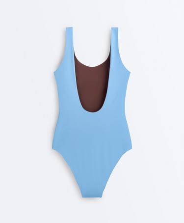 Reversible round neck swimsuit — CHOCOLATE 12