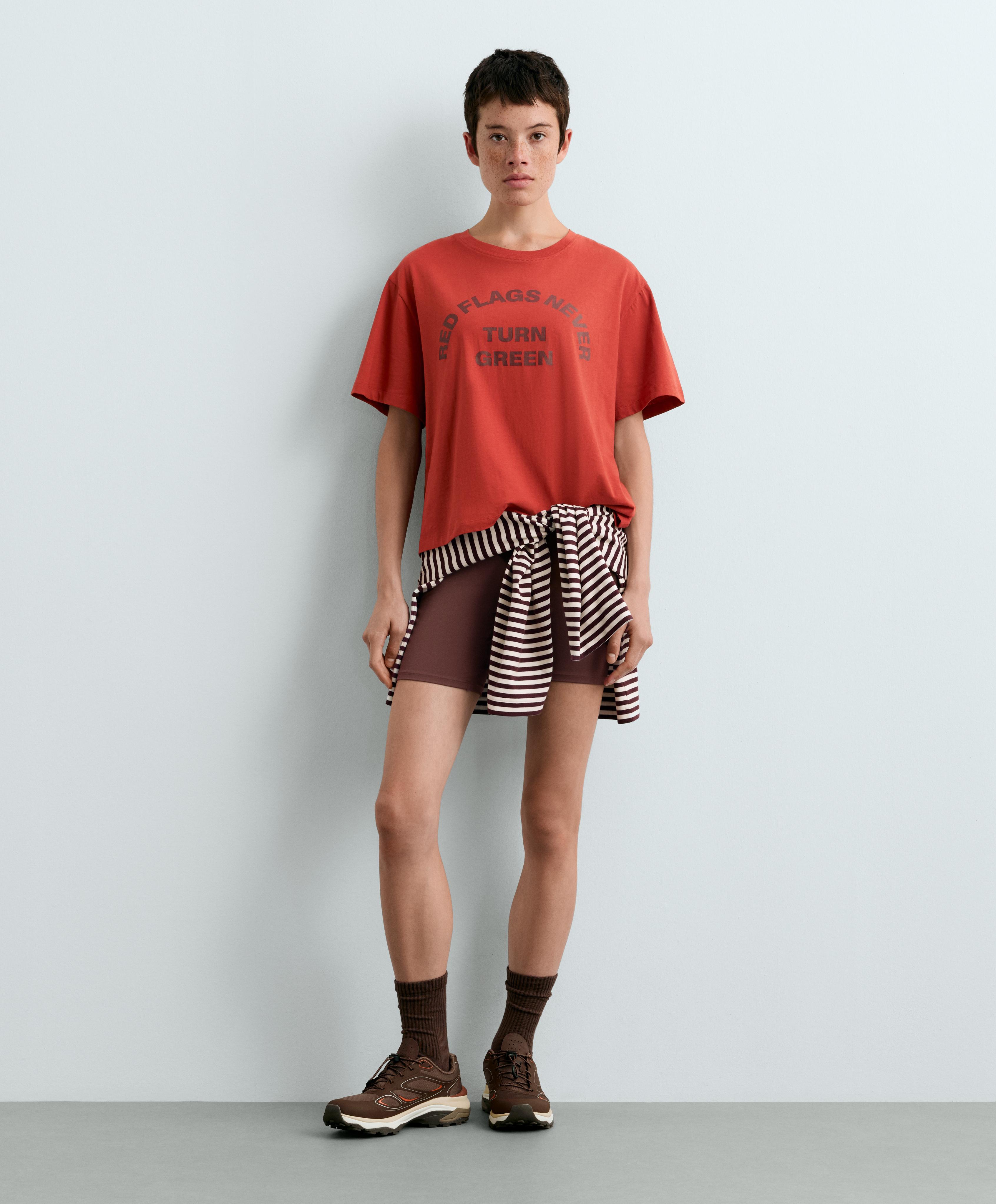 Boxy cotton blend slogan T-shirt Boxy cotton blend slogan T-shirt