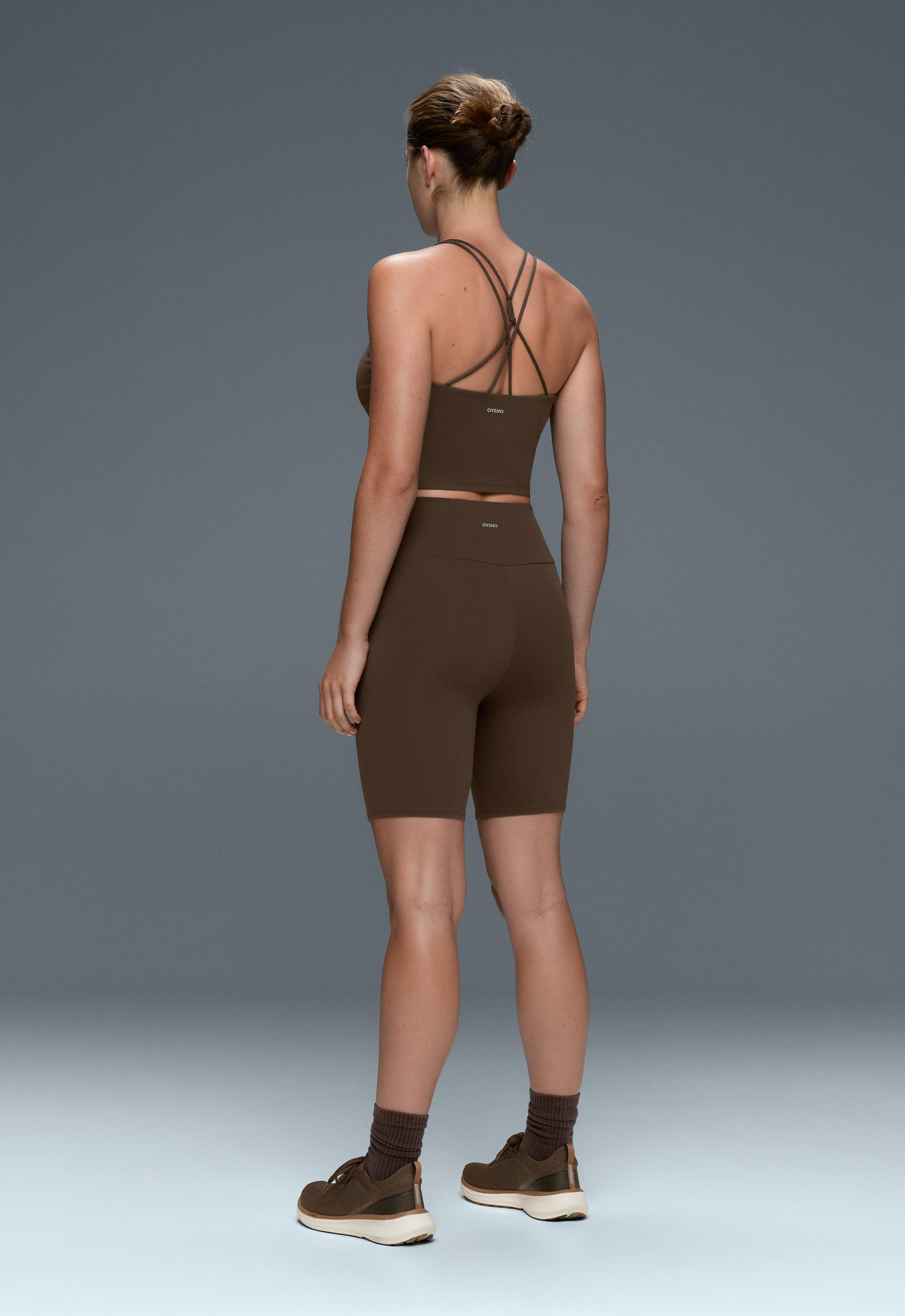 Comfortlux high-rise 20cm biker leggings — DARK BROWN