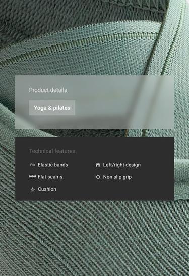 2 pairs of padded cotton blend yoga and Pilates socks with crossover straps — GREY-TURQUOISE 3