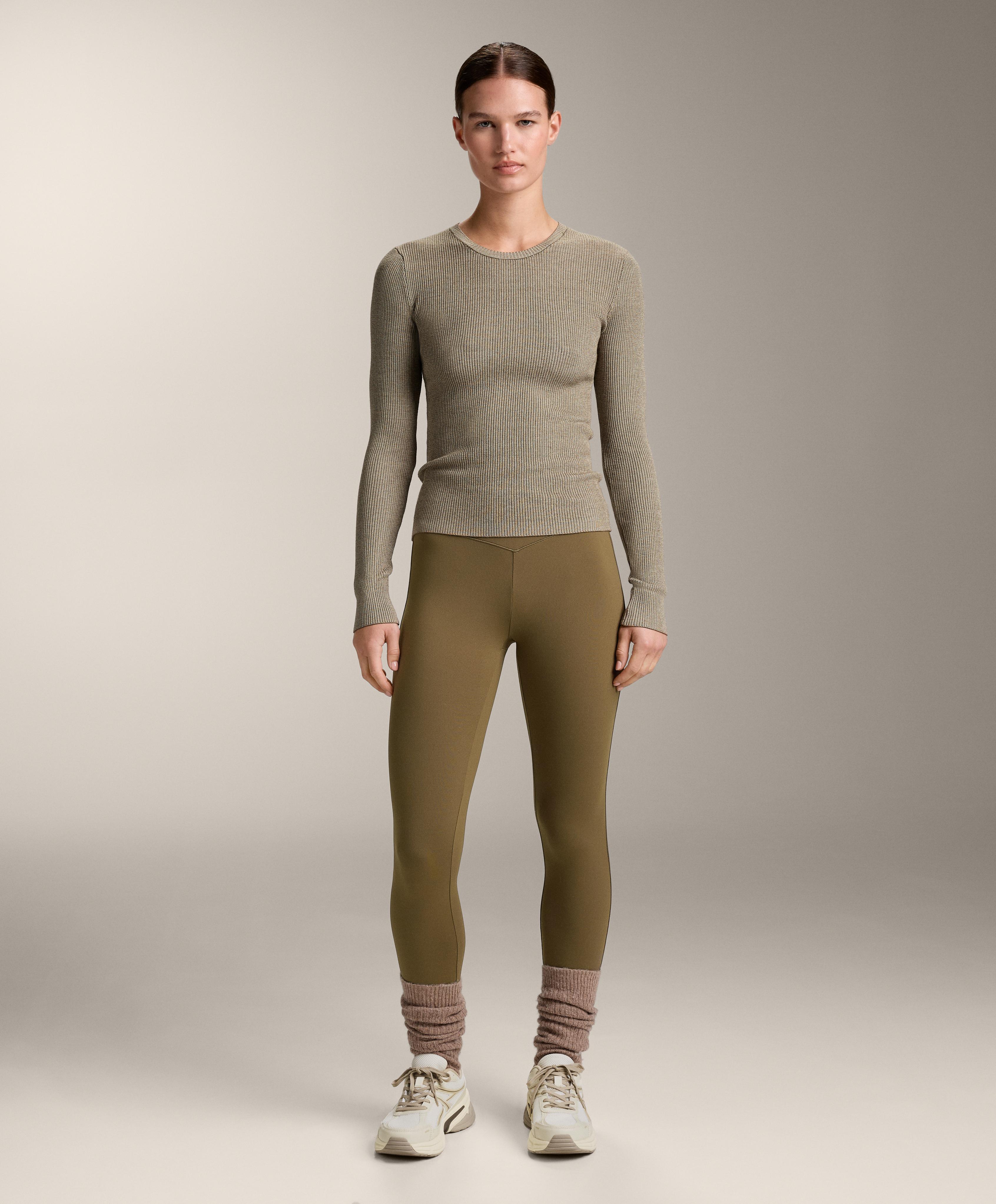 Textured knit base layer T-shirt — OLIVE GREEN