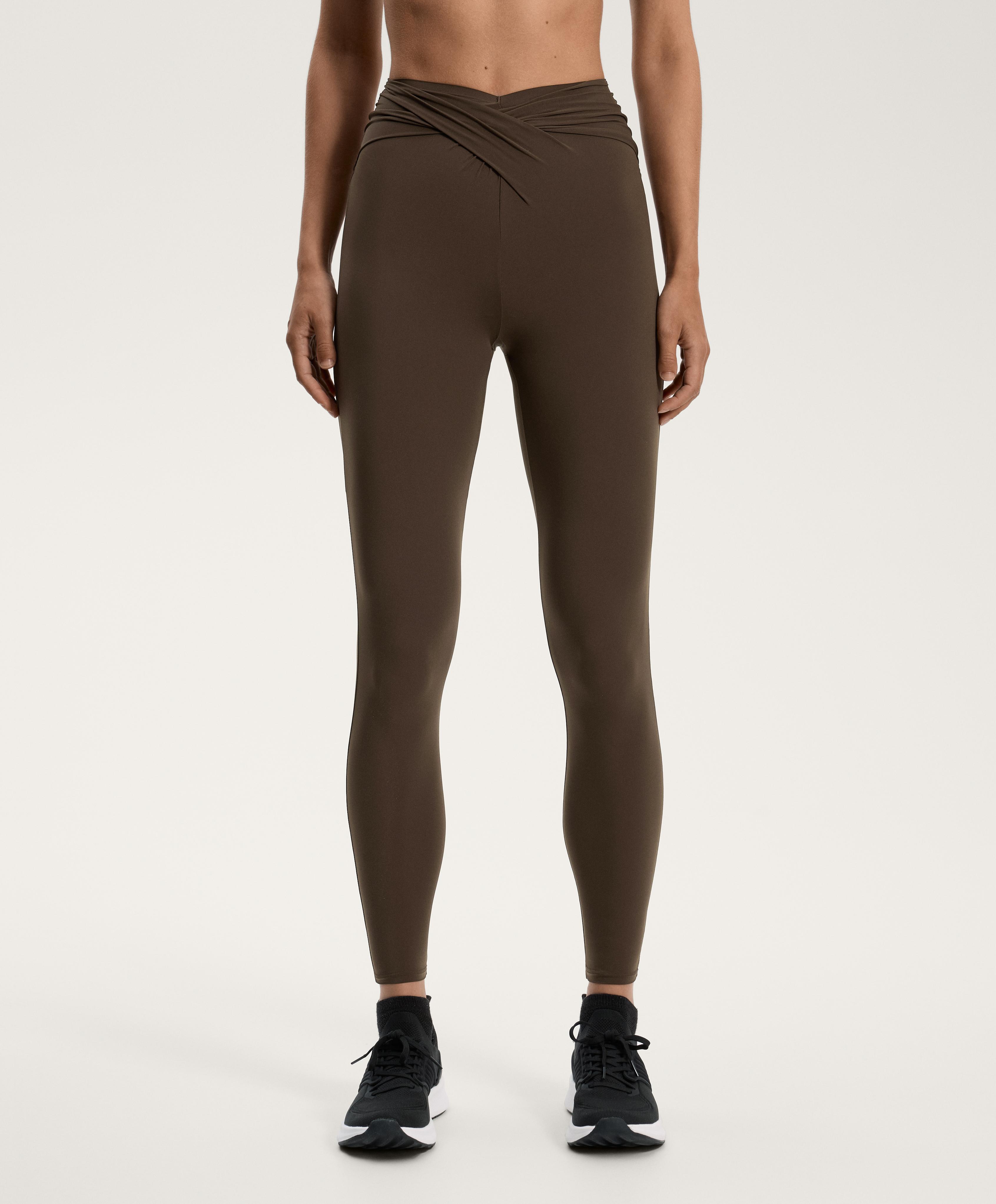 Light Touch draped V-cut ankle-length leggings