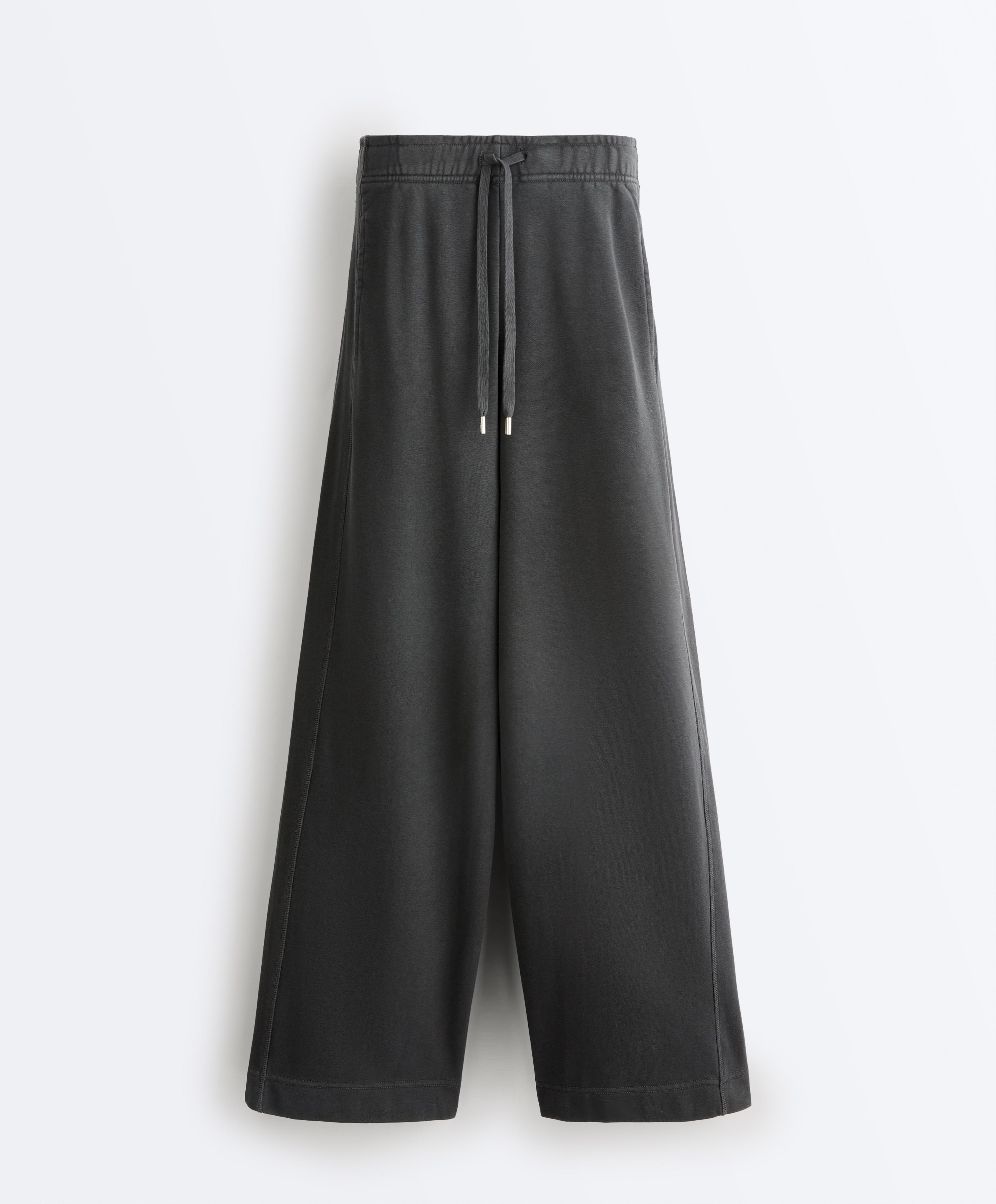 Fleece cotton blend straight-leg trousers — DARK ANTHRACITE