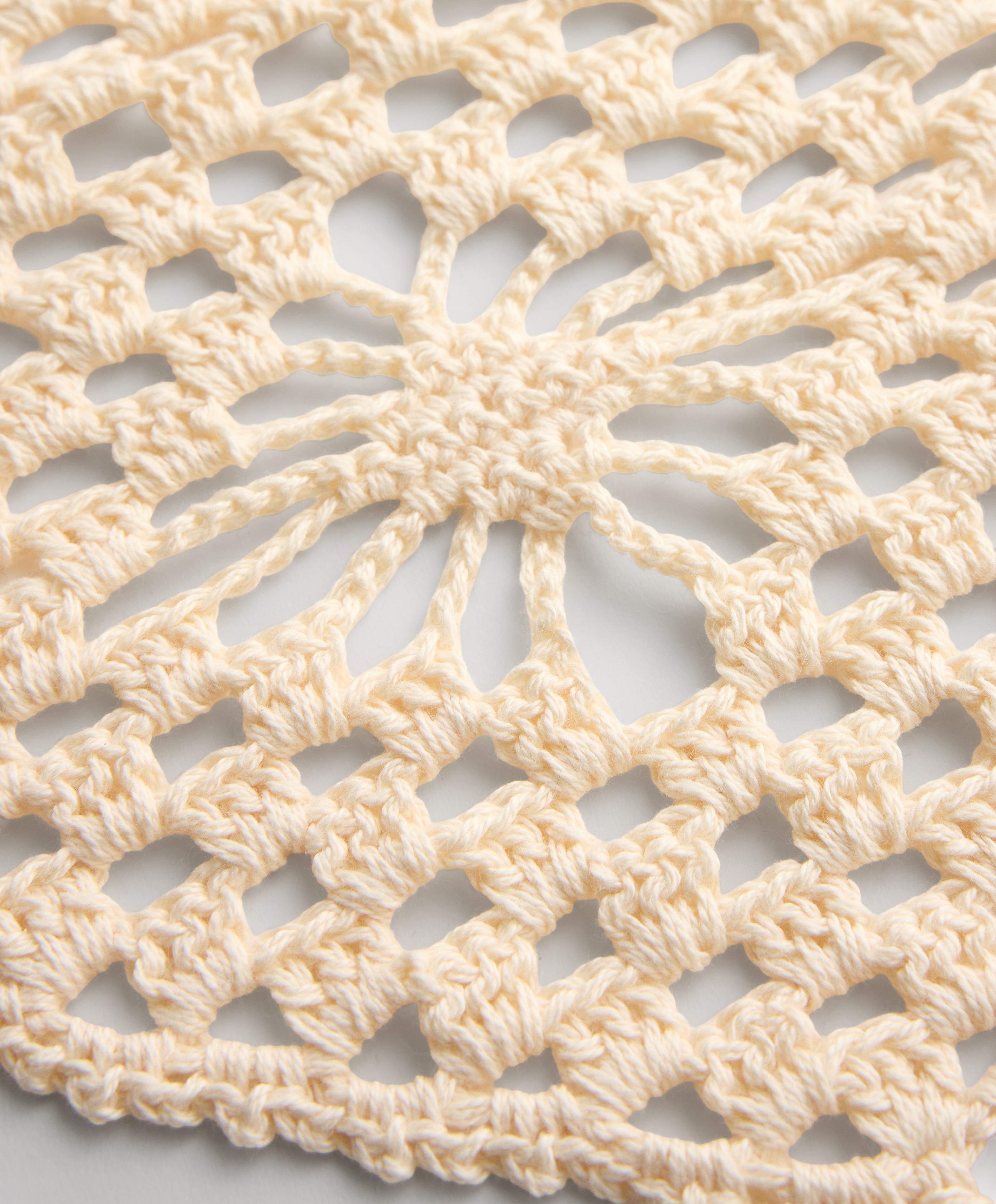 100% cotton triangle crochet headband — ECRU