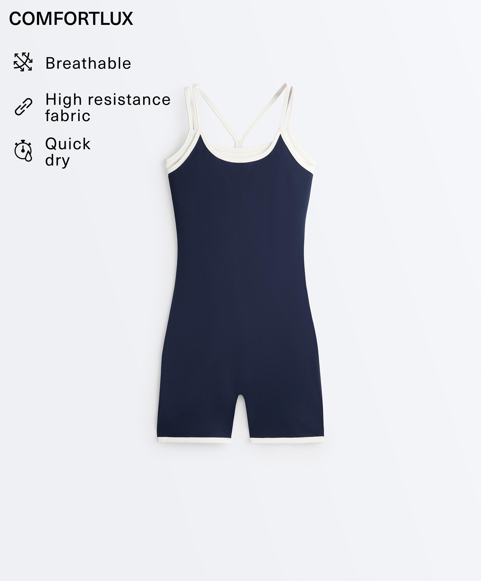 Comfortlux overlay short jumpsuit — NAVY BLUE