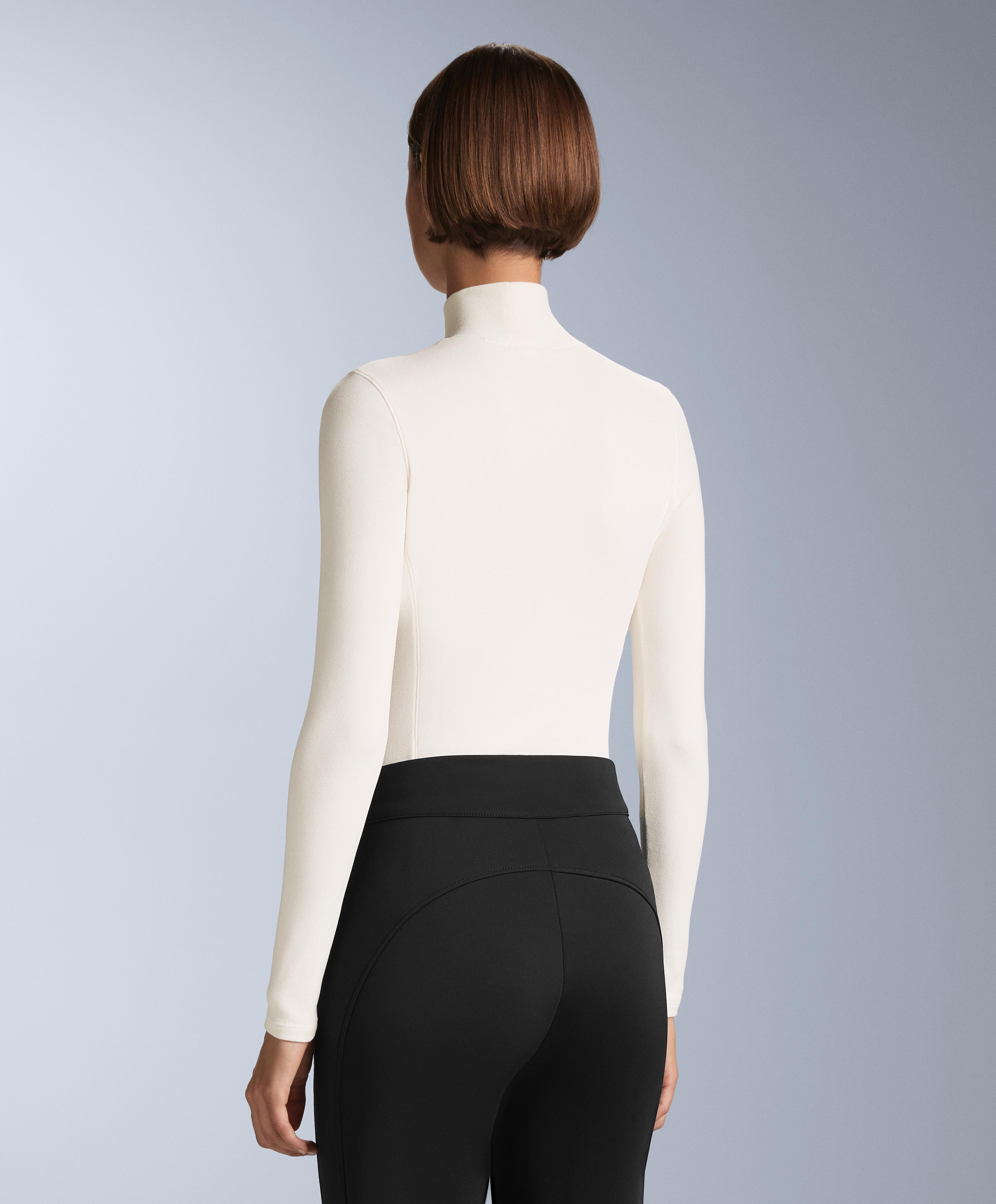 High-neck thermal base layer fleece top — PALE ECRU