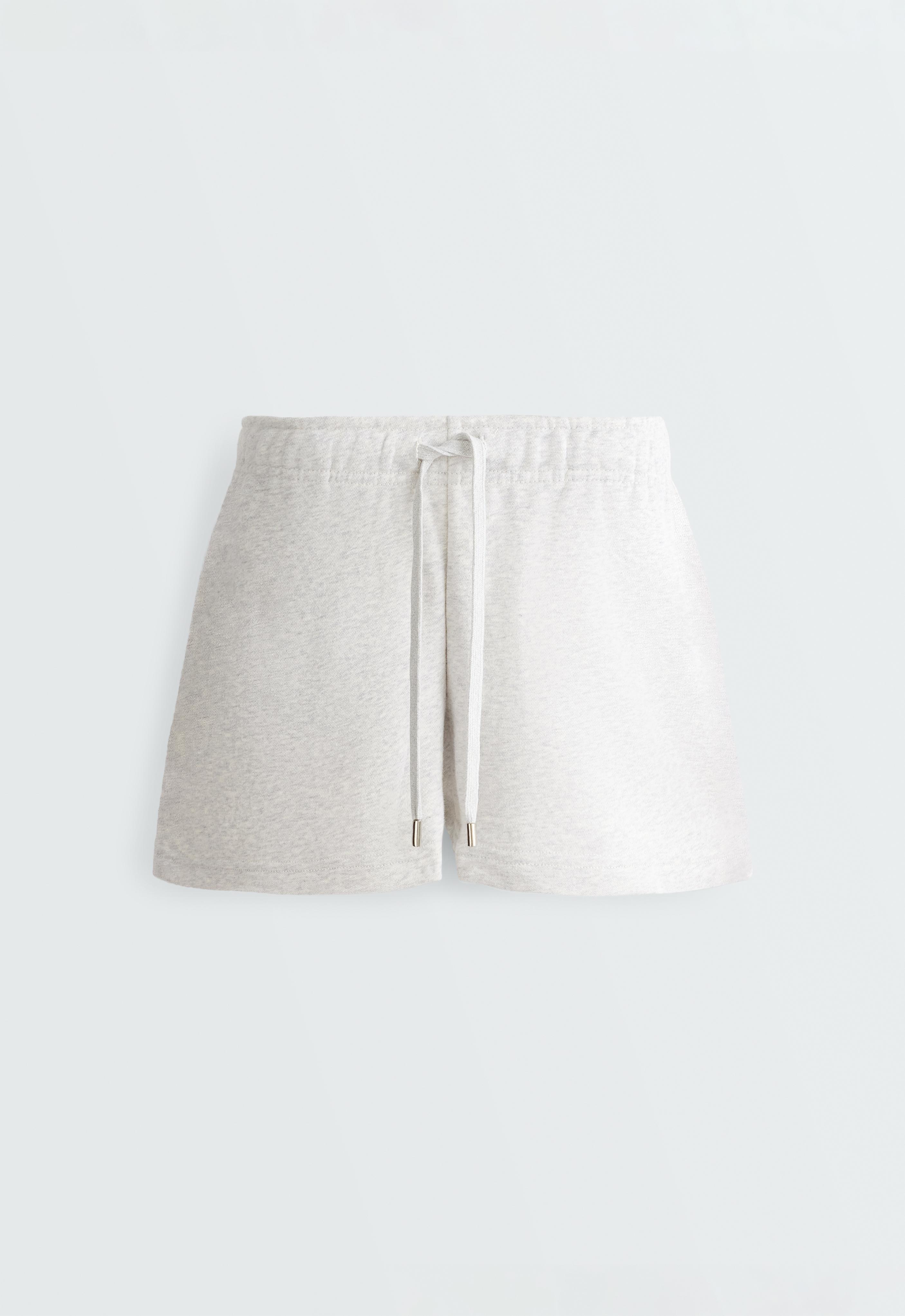 Cotton blend fleece shorts — PALE GREY MELANGE