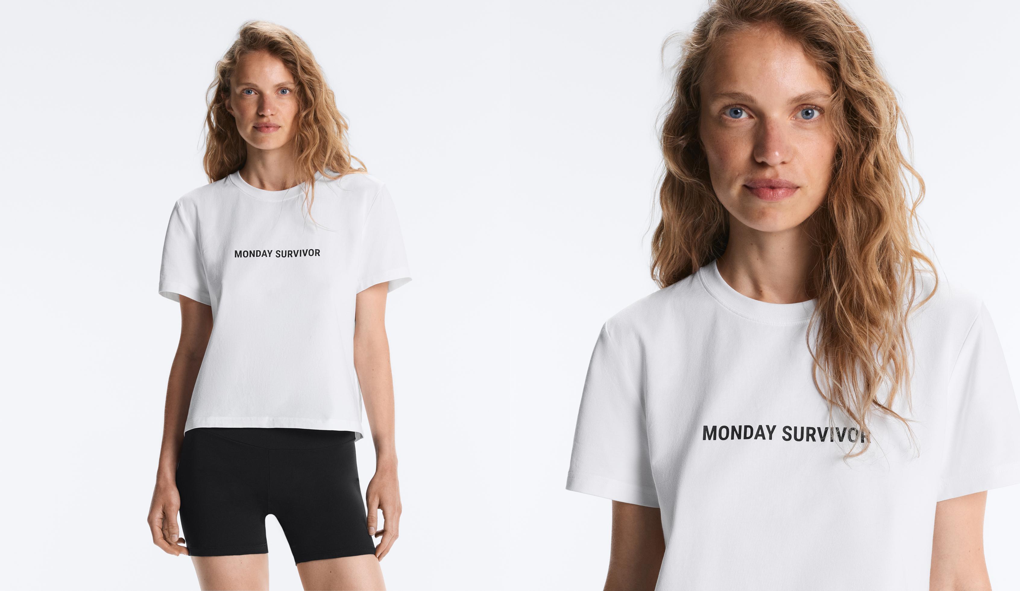 Cotton blend slogan T-shirt — WHITE