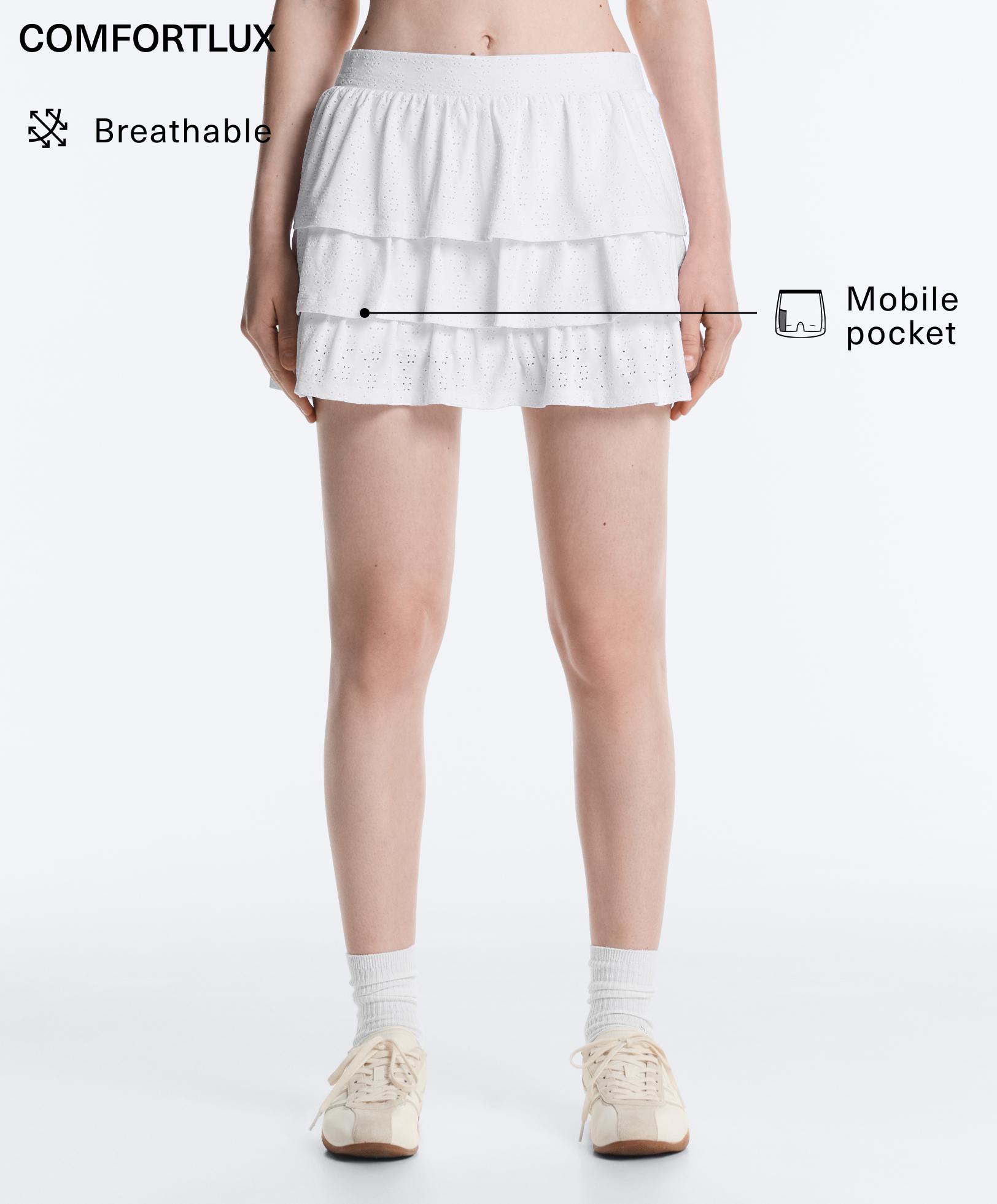 Comfortlux embroidered short skirt — WHITE