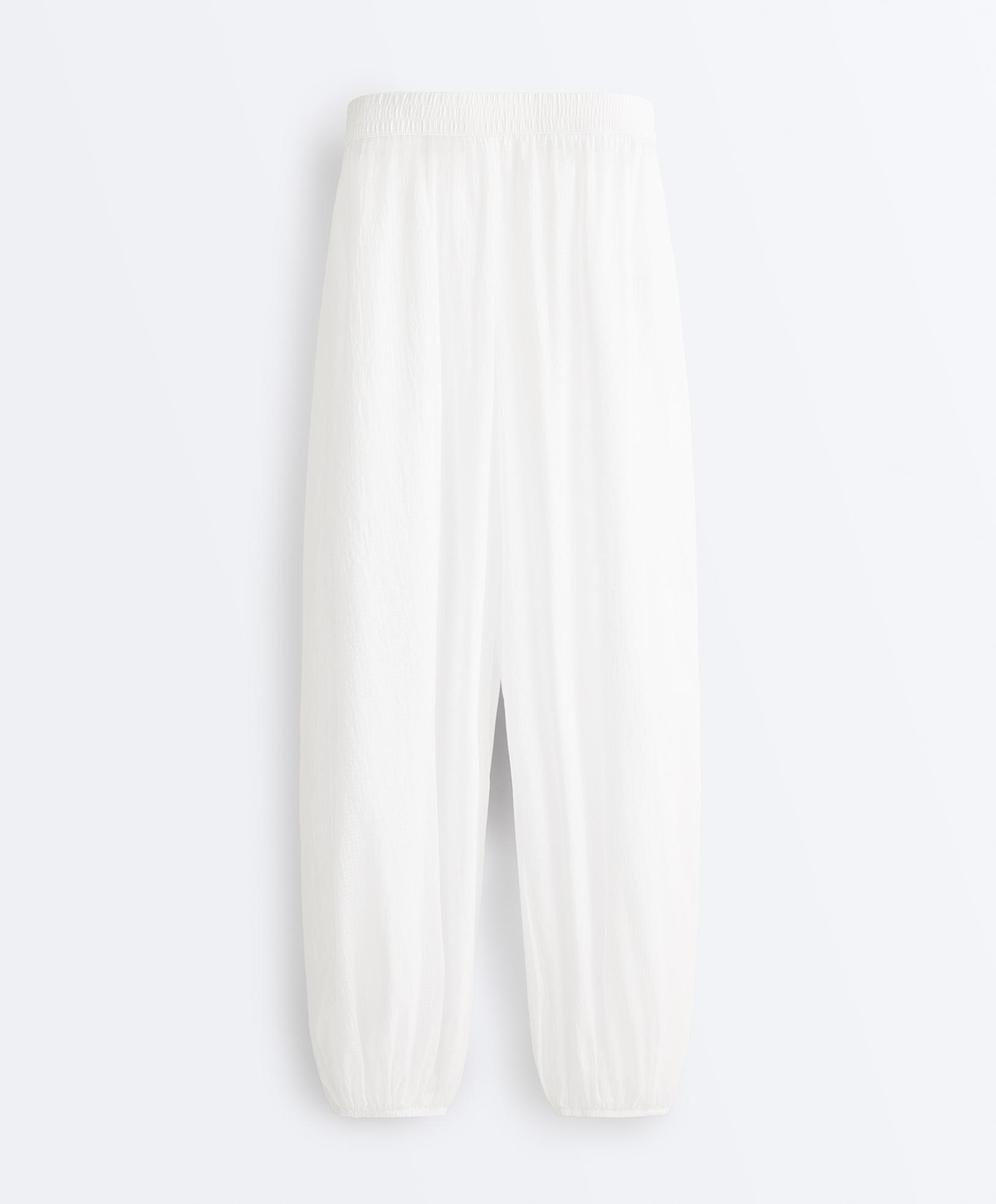 Checked technical bloomer trousers — WHITE