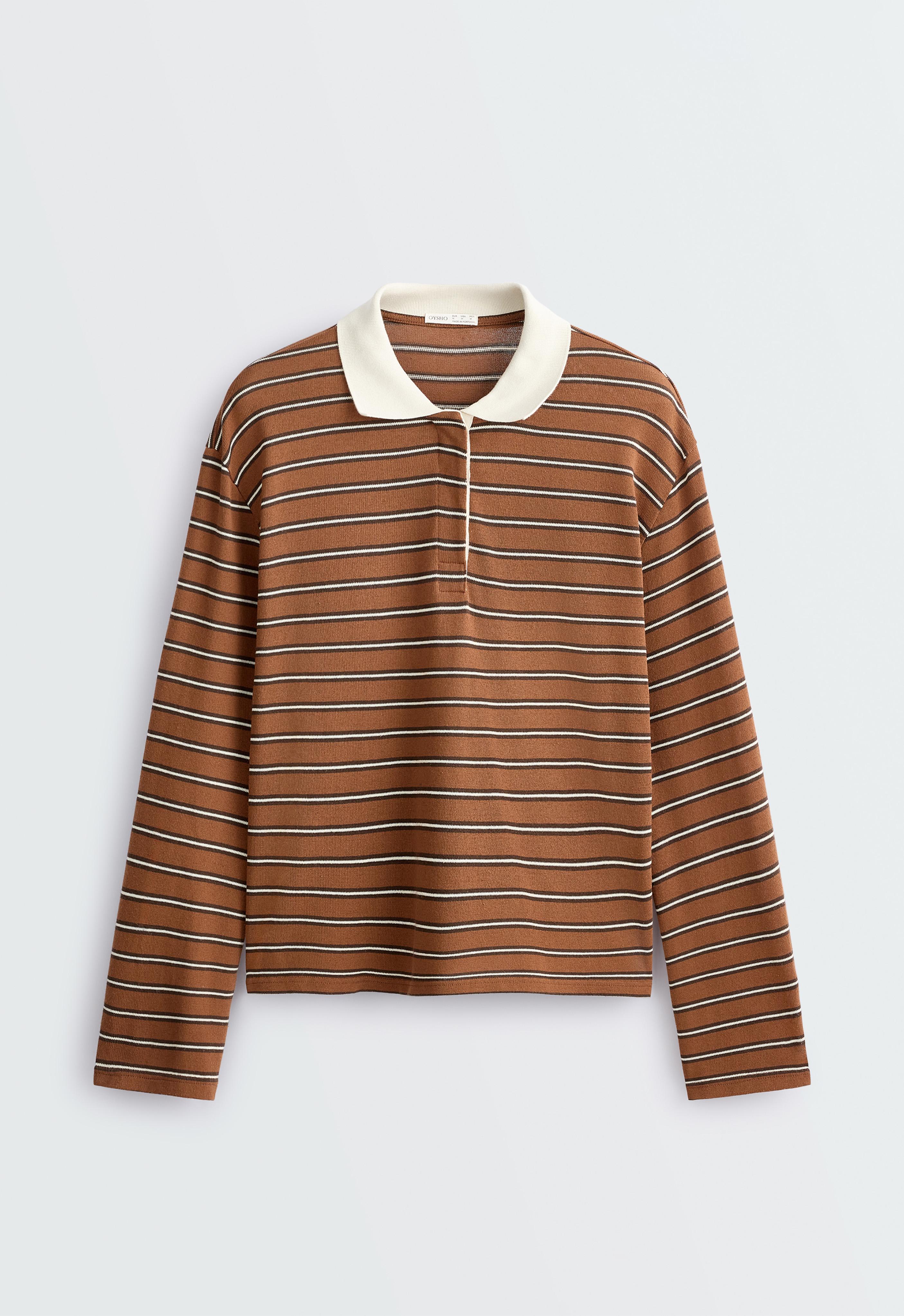 棉质条纹珠地布 Polo 衫