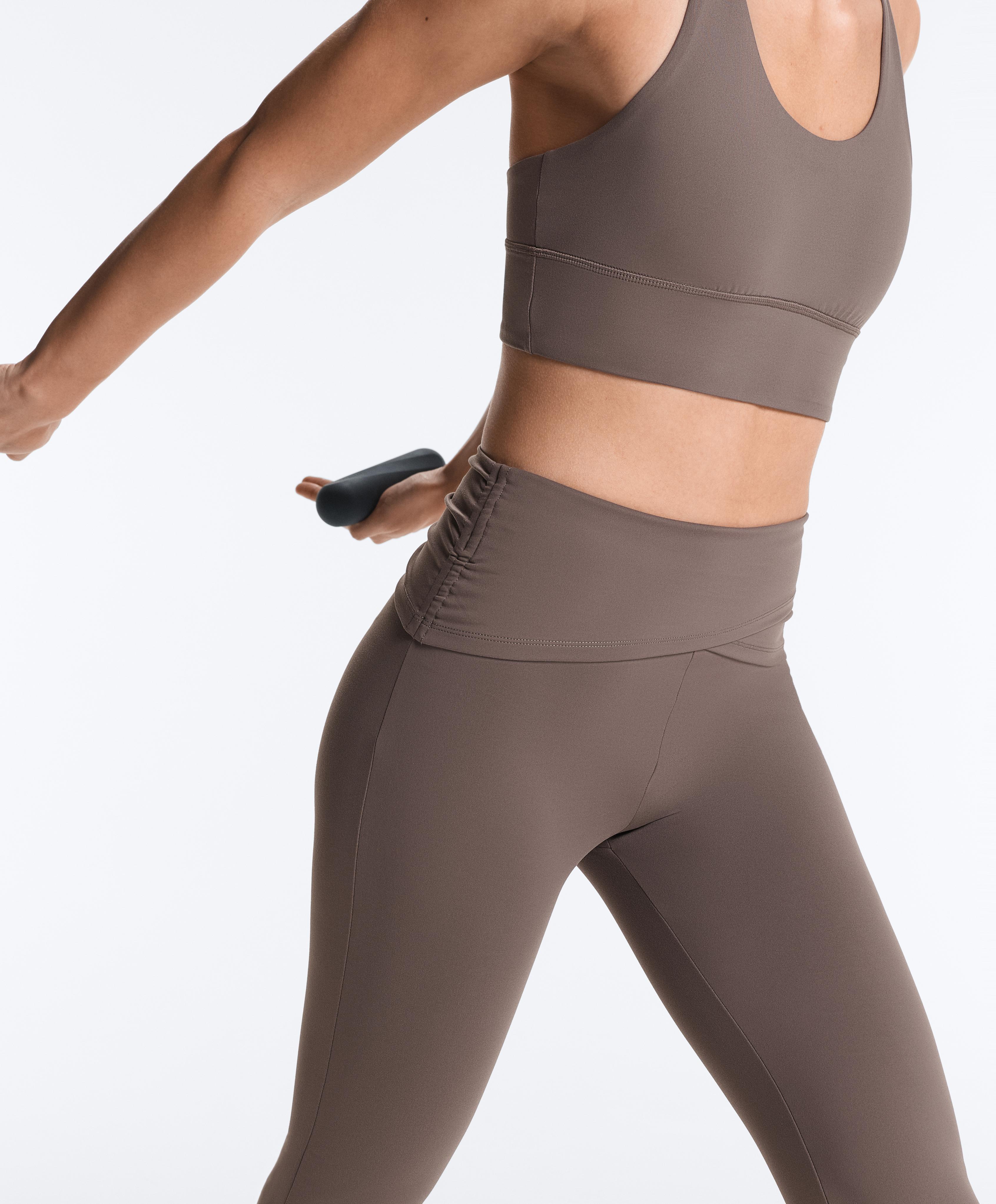 Draped waist Comfortlux high rise flare trousers — TAUPE-GREY