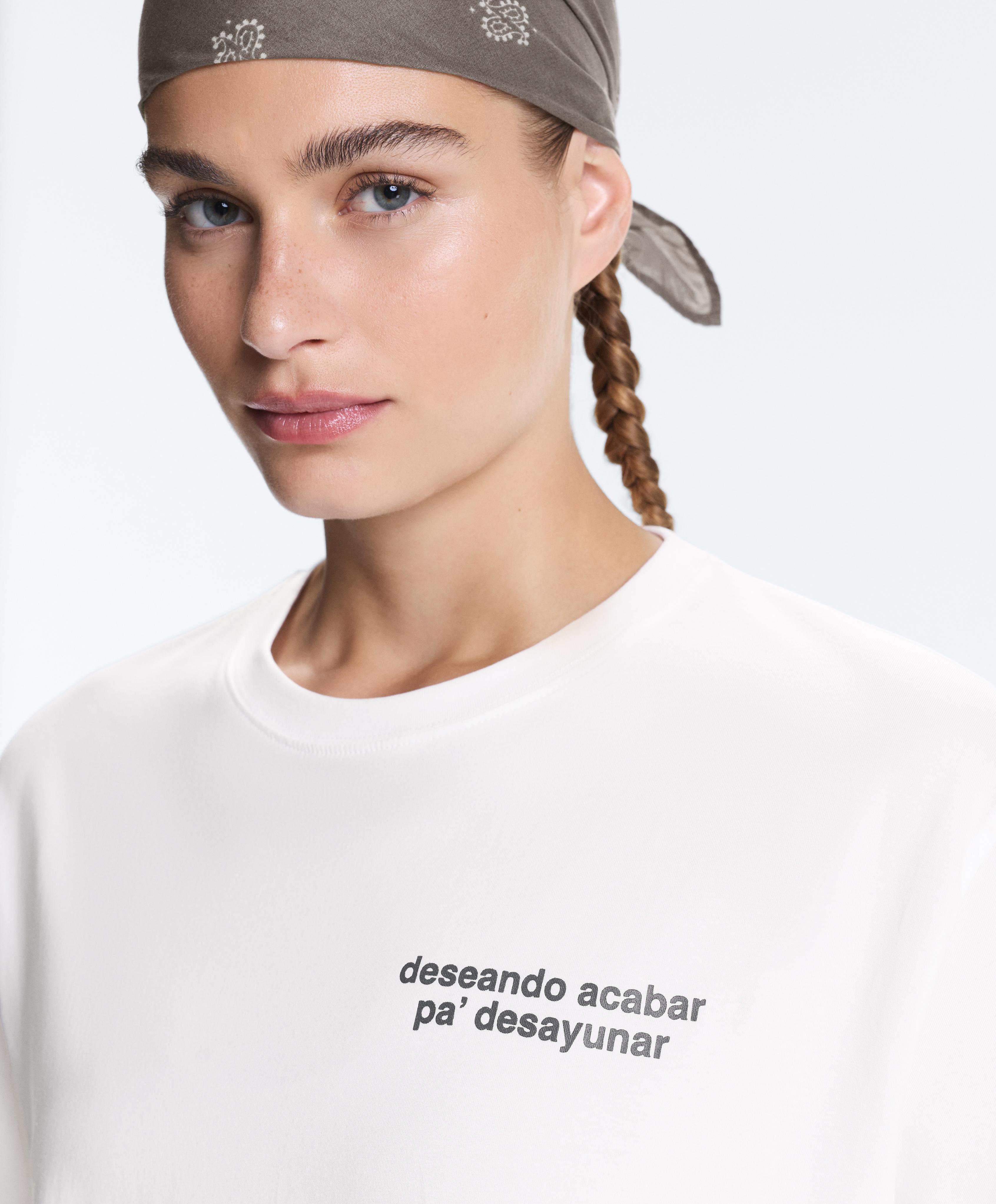 Boxy cotton blend T-shirt with slogan Boxy cotton blend T-shirt with slogan
