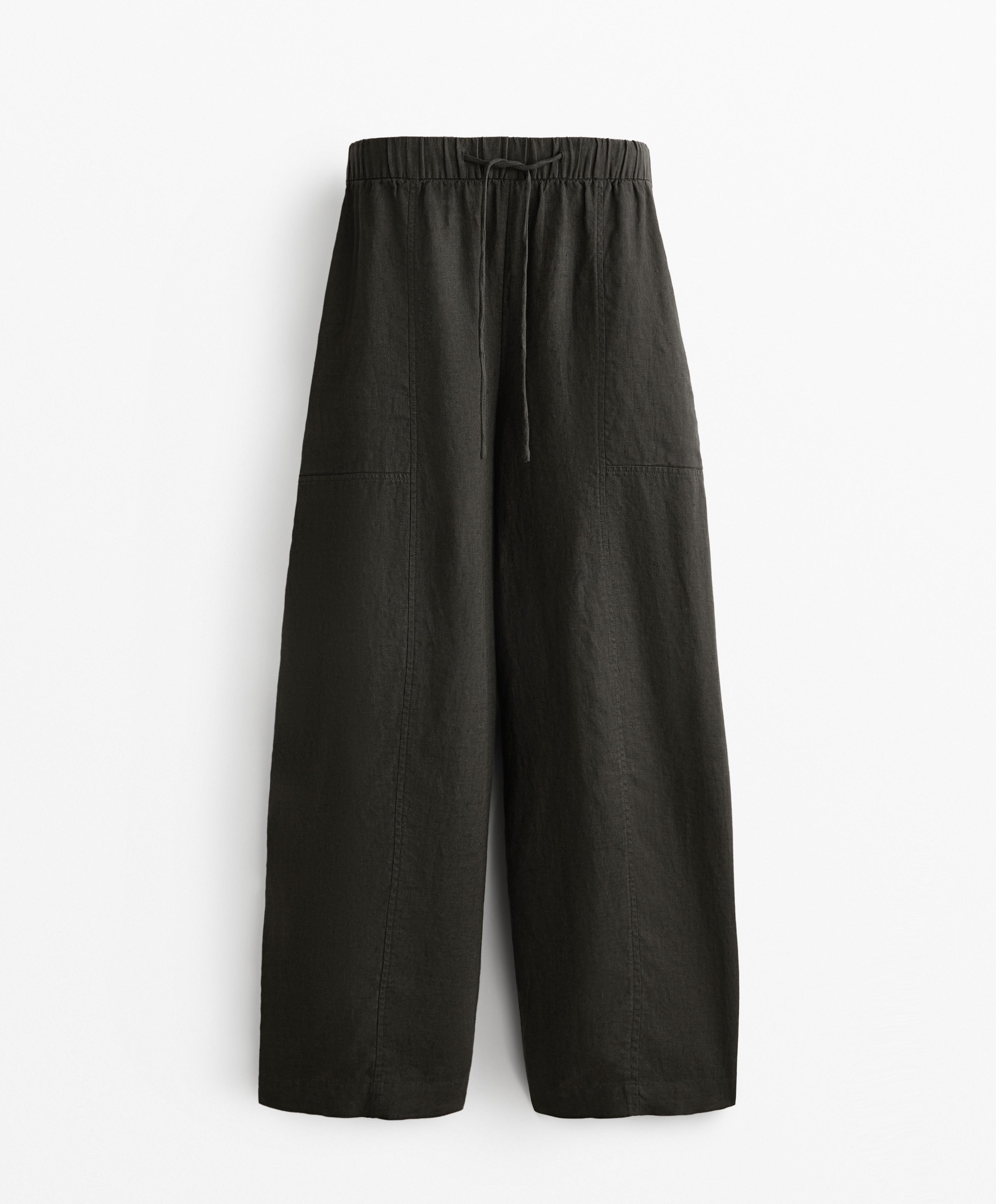 100% linen barrel trousers