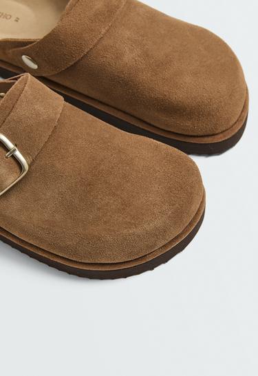 Split-leather buckled clog — LEATHER 5