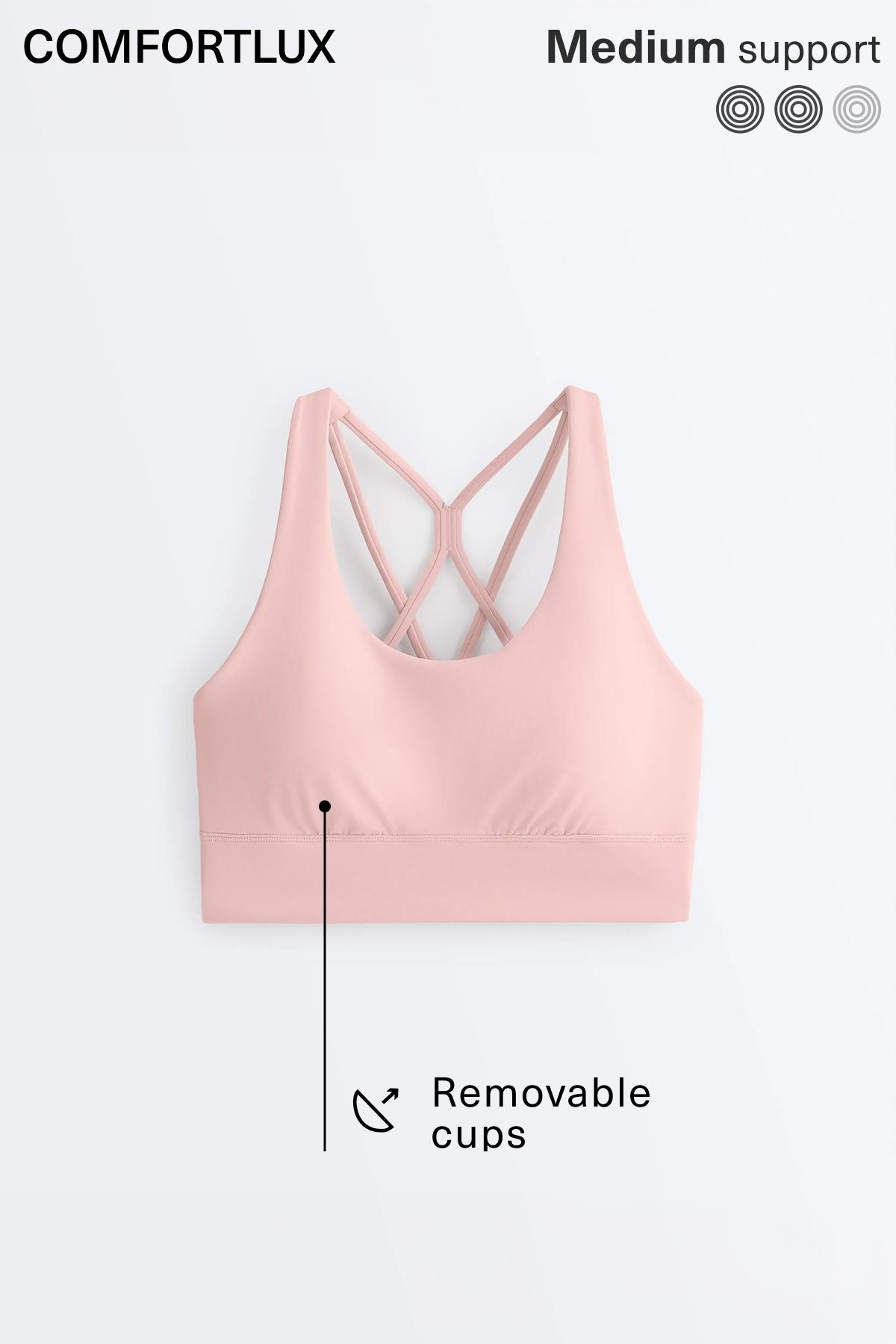 Medium-support Comfortlux sports bra with cups — NUDE PINK