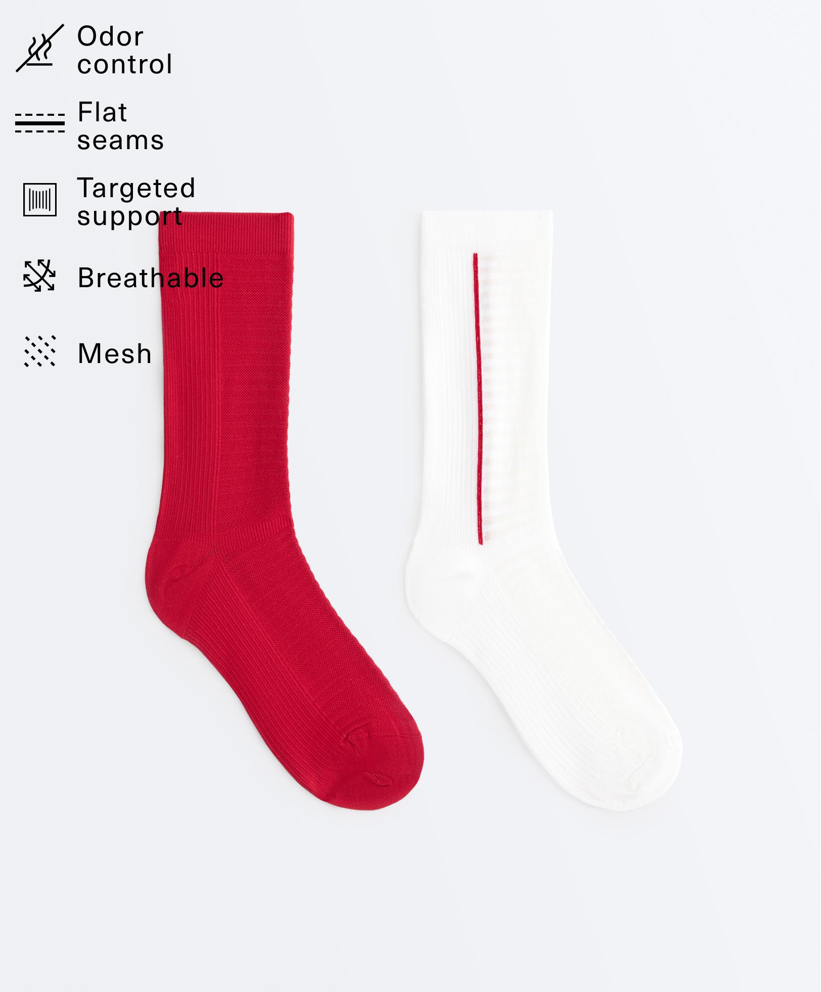 2 pairs of classic polyamide blend sports socks — STRONG RED