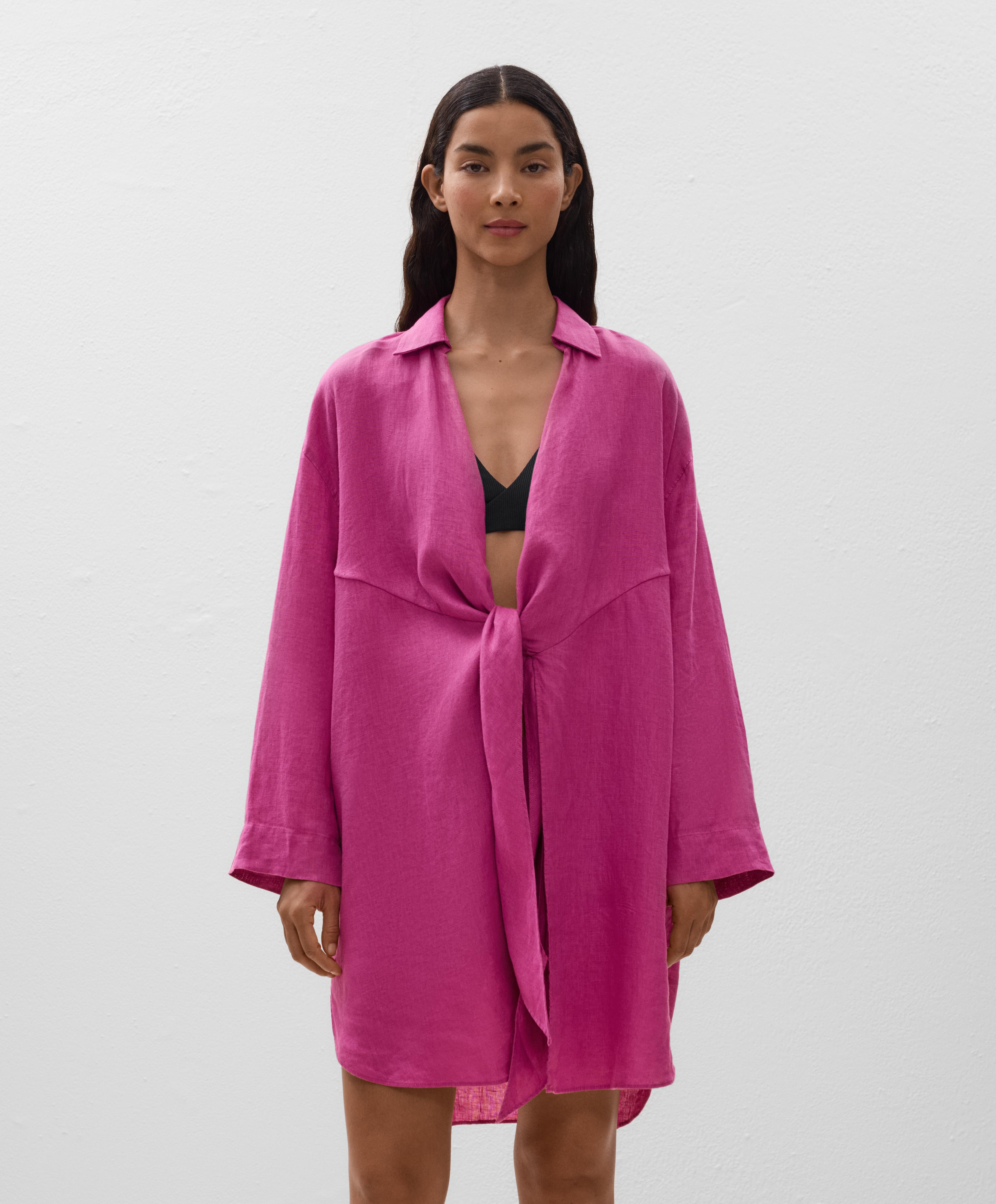 Long-sleeved knot tunic. Fabric made with 100% linen.