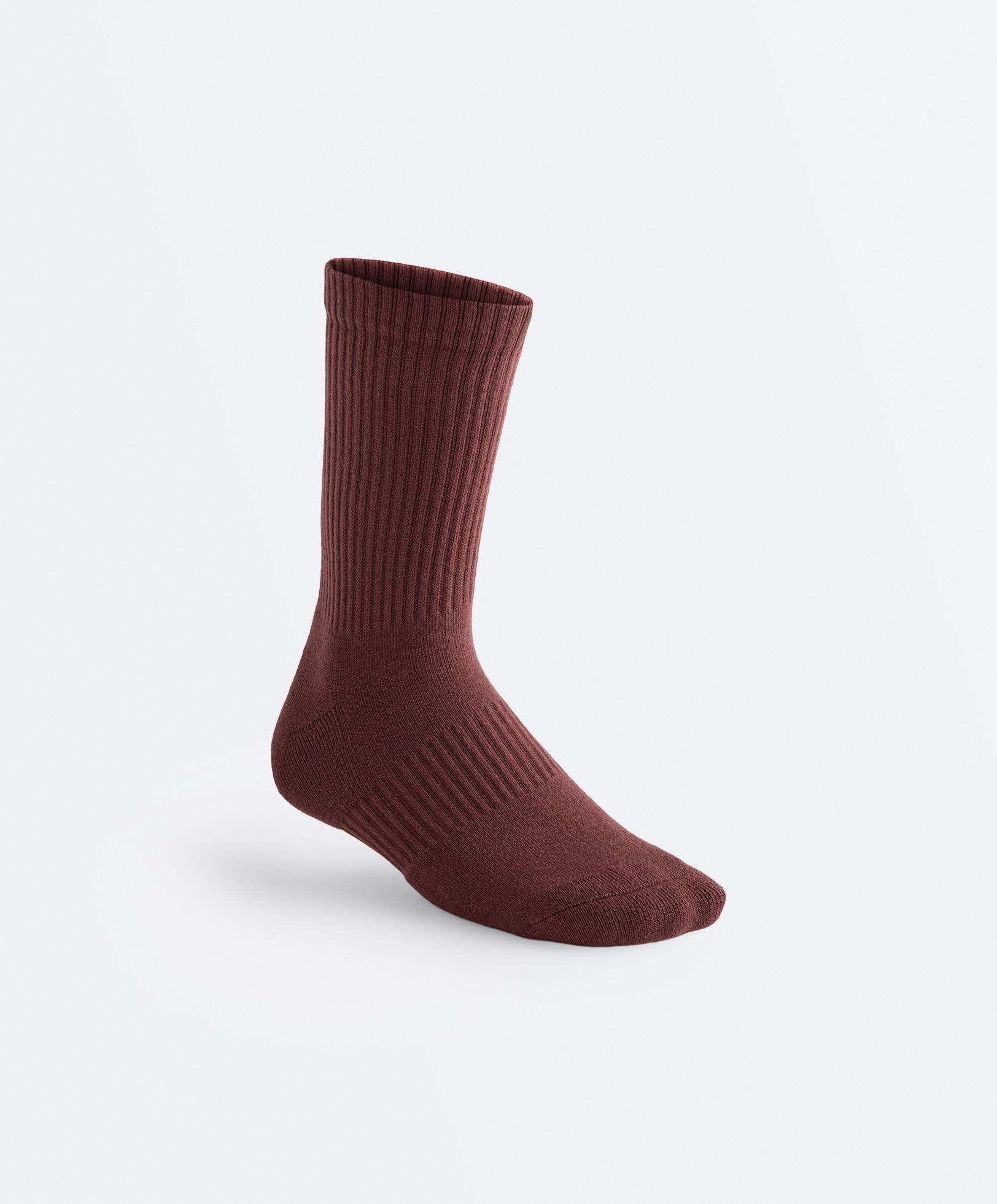 3 pairs of classic cotton blend sports socks — MAHOGANY