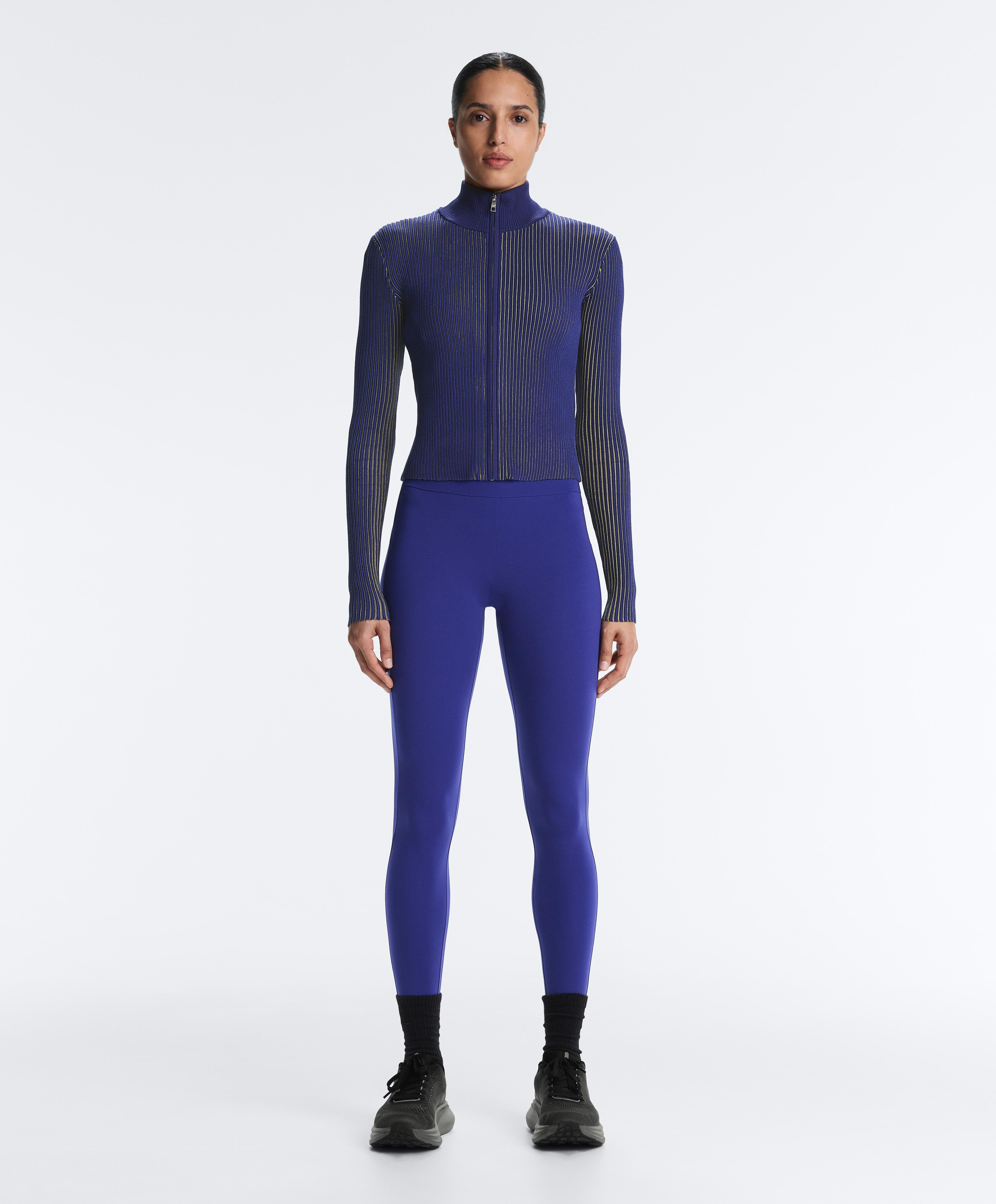 Fitted rib-knit jacket — COBALT