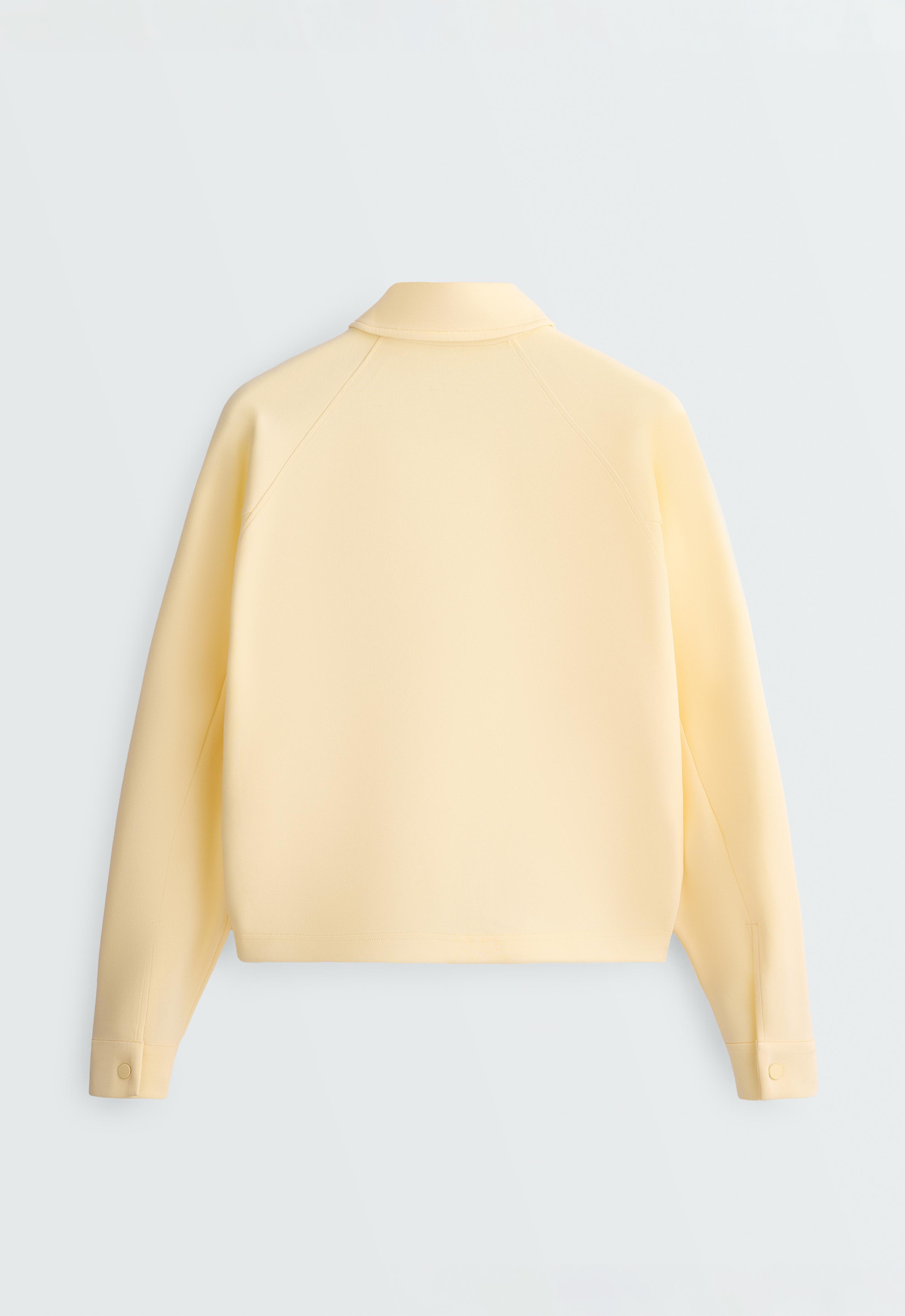 Cotton piqué pocket jacket — PALE YELLOW
