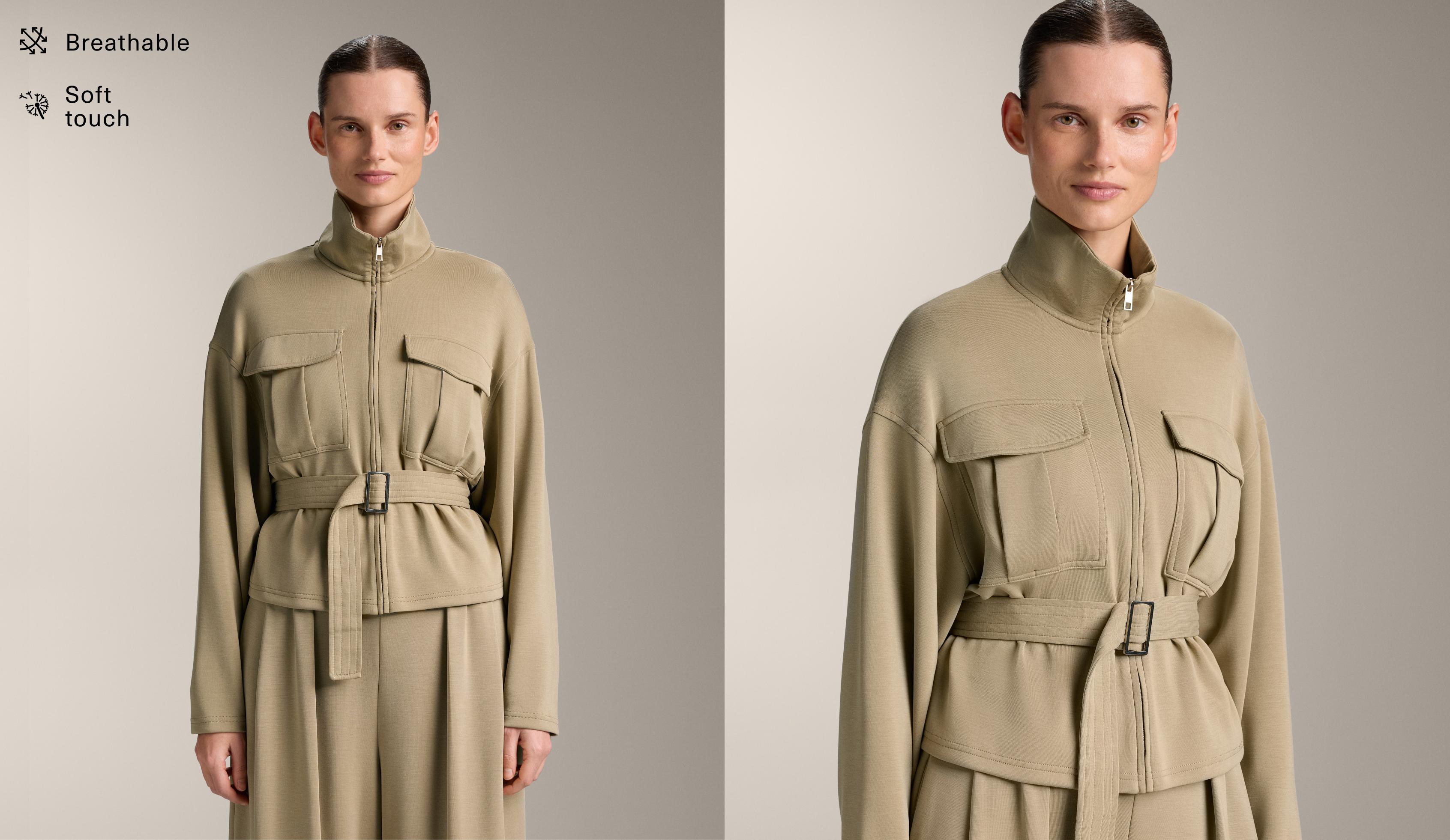 Куртка с ремнем из мягкой ткани с модалом