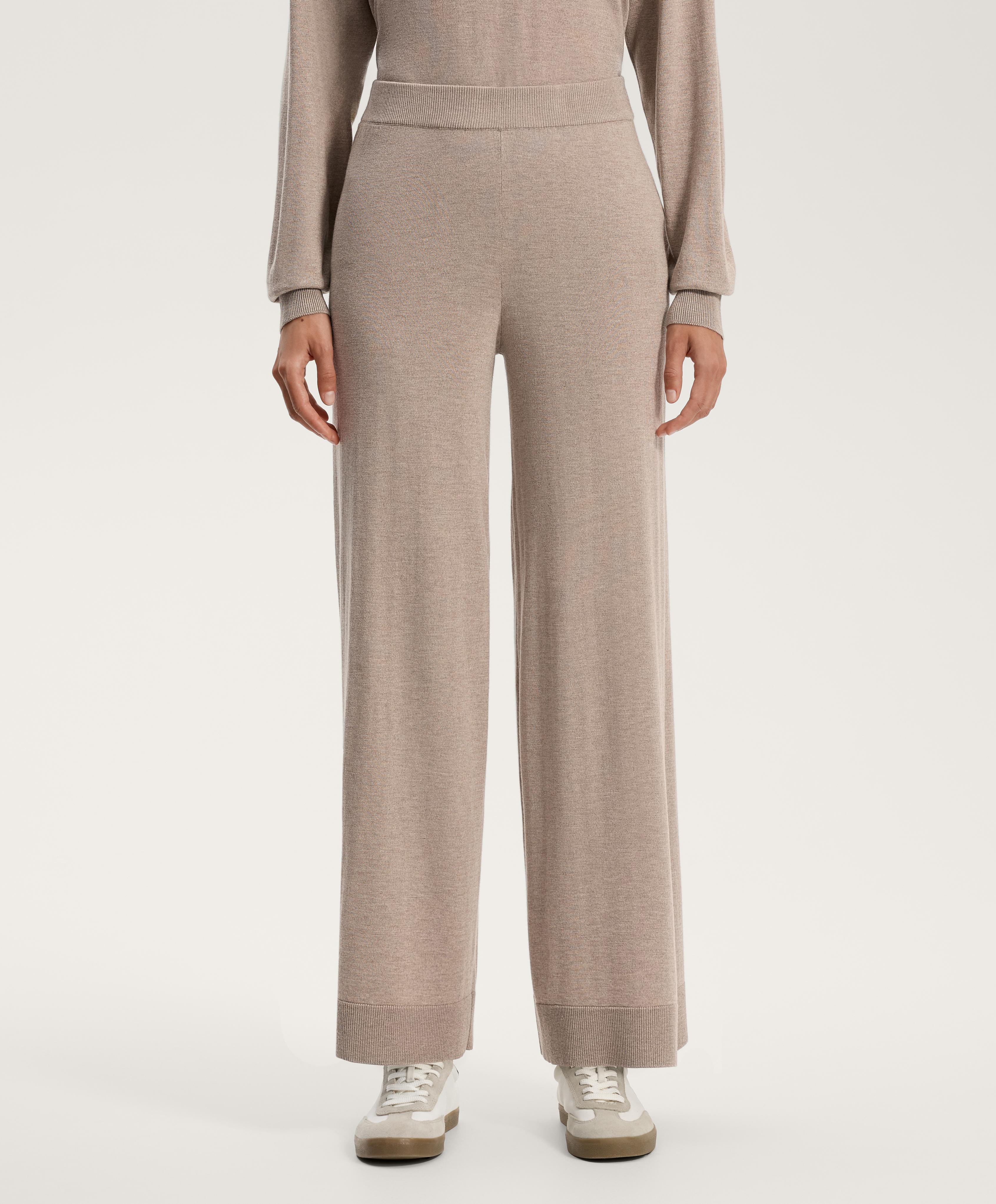 10% cashmere straight-leg knit trousers
