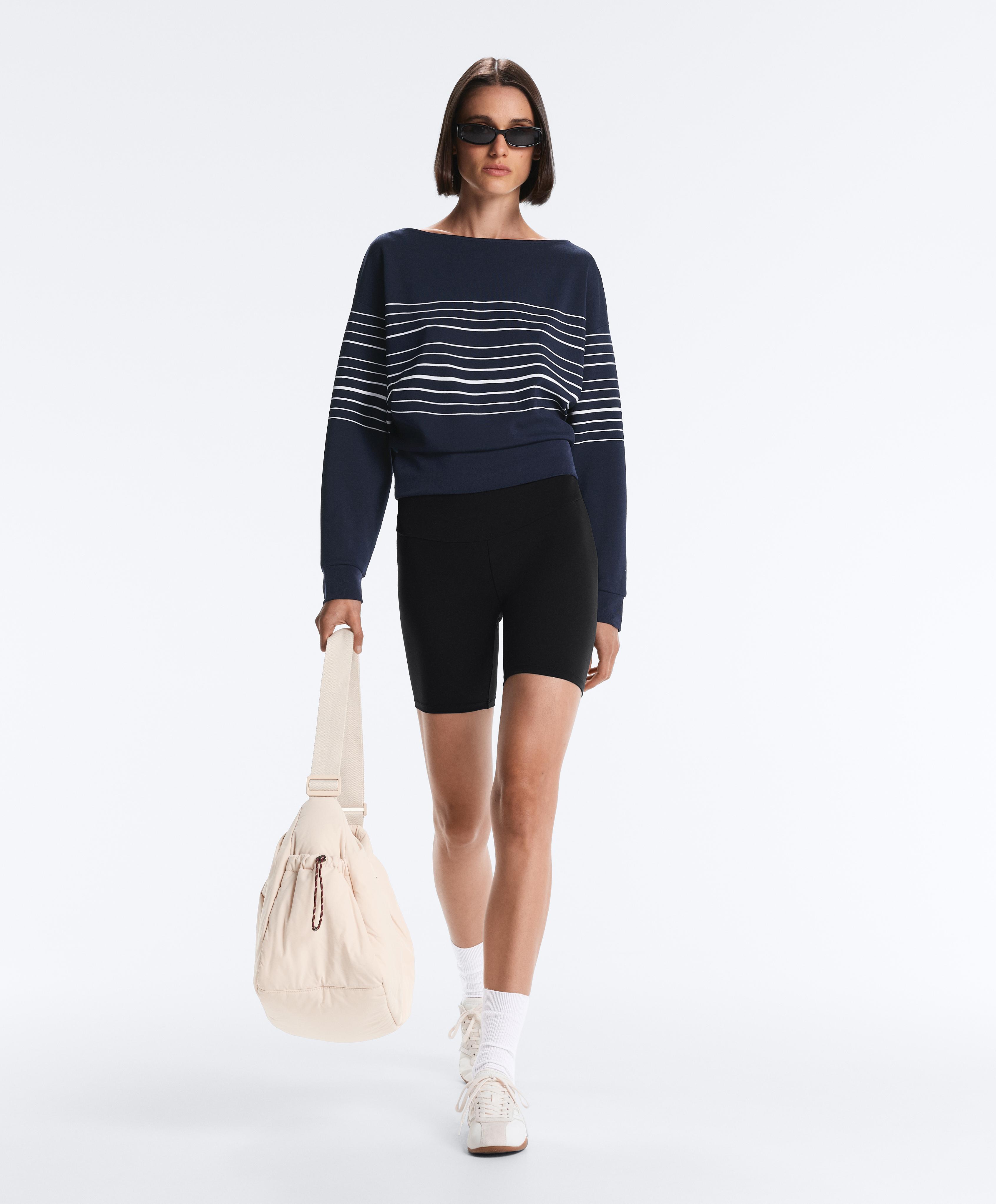 Sailor stripe soft-touch sweatshirt with modal — NAVY BLUE
