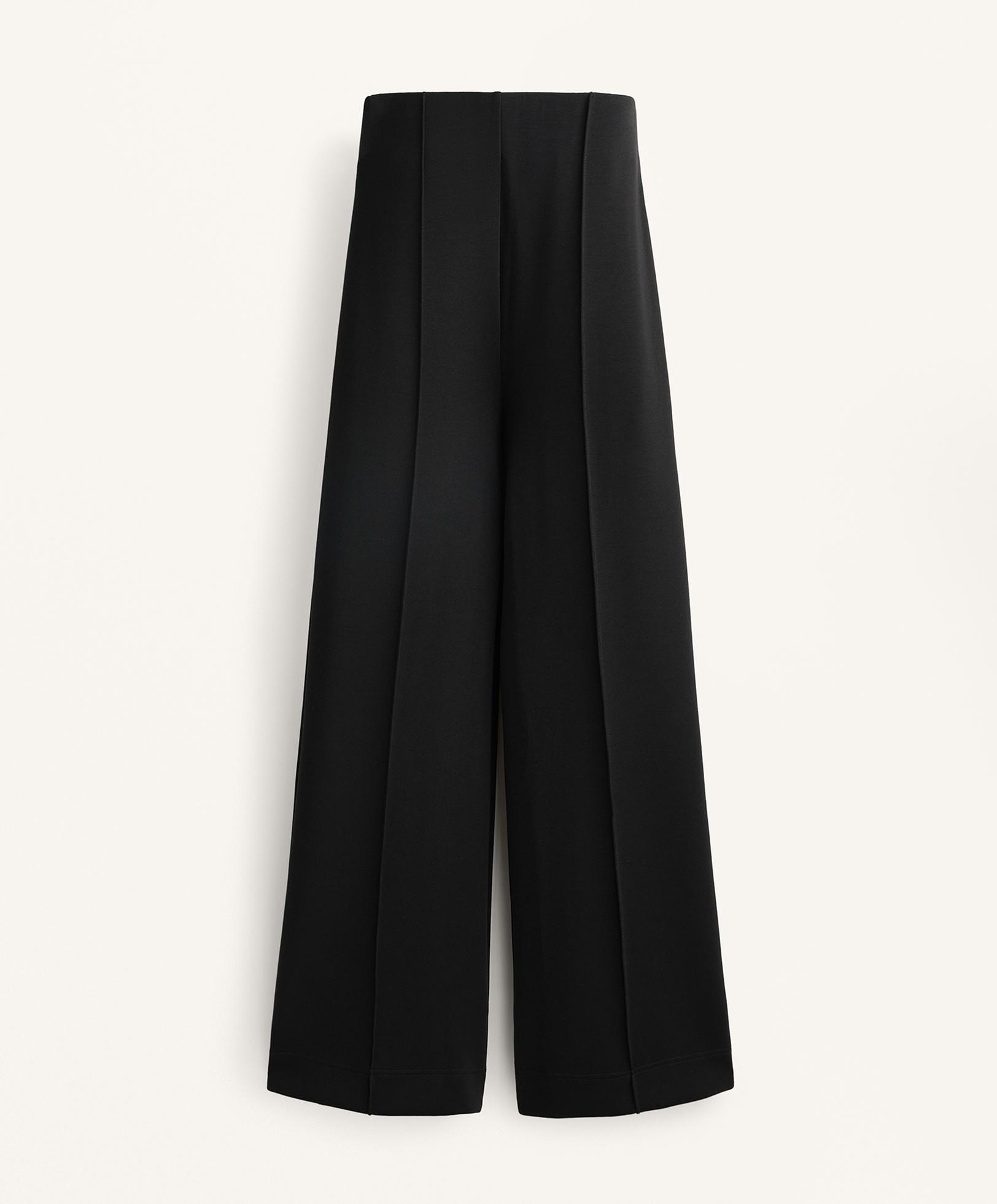 Straight-leg trousers with modal and crease — BLACK