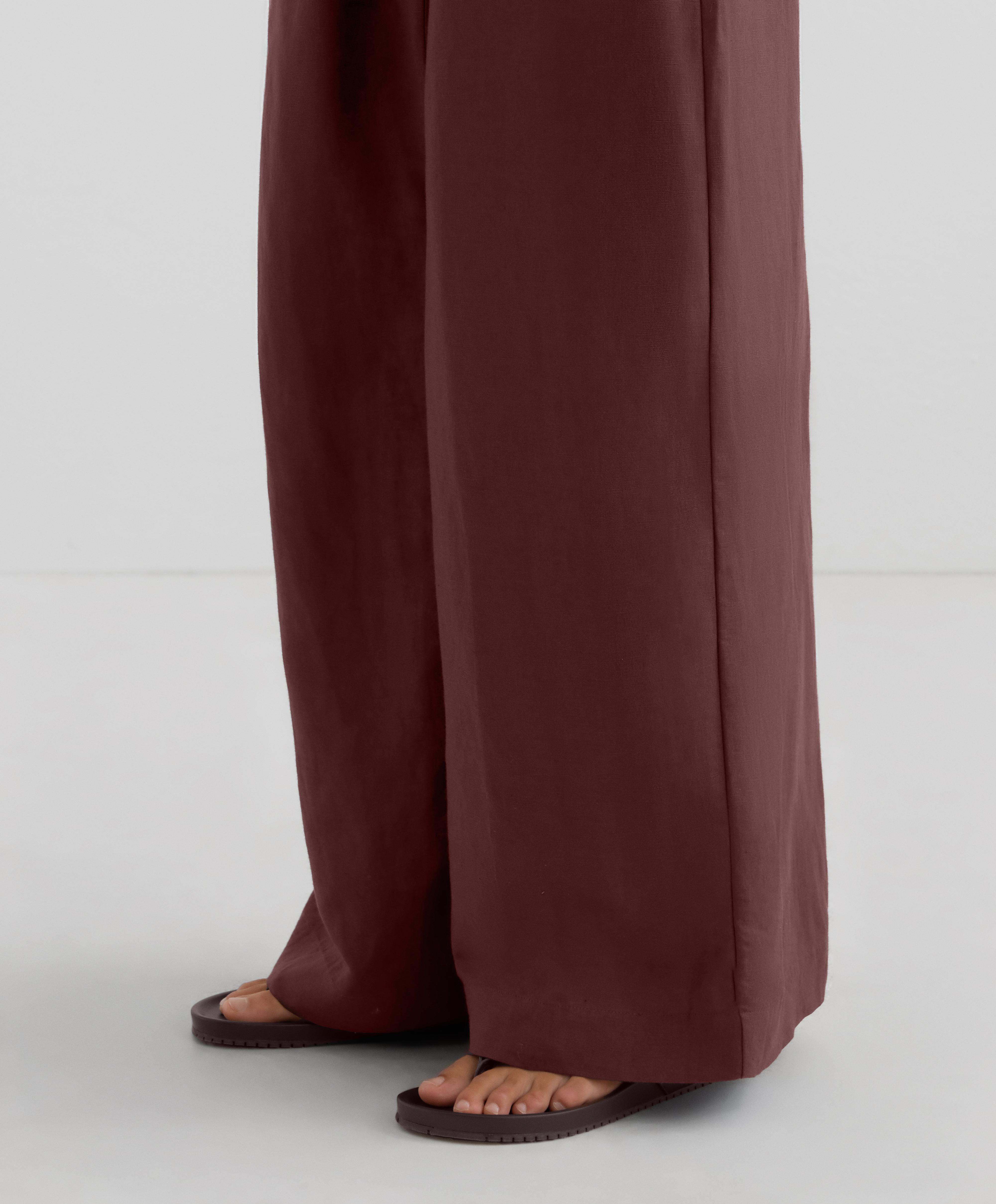 Wrap trouser jumpsuit with linen - Sale
