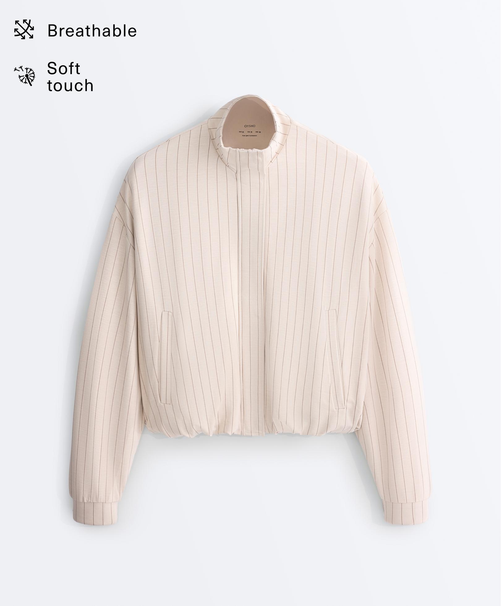 Striped jacket with puffed hem — SANDY