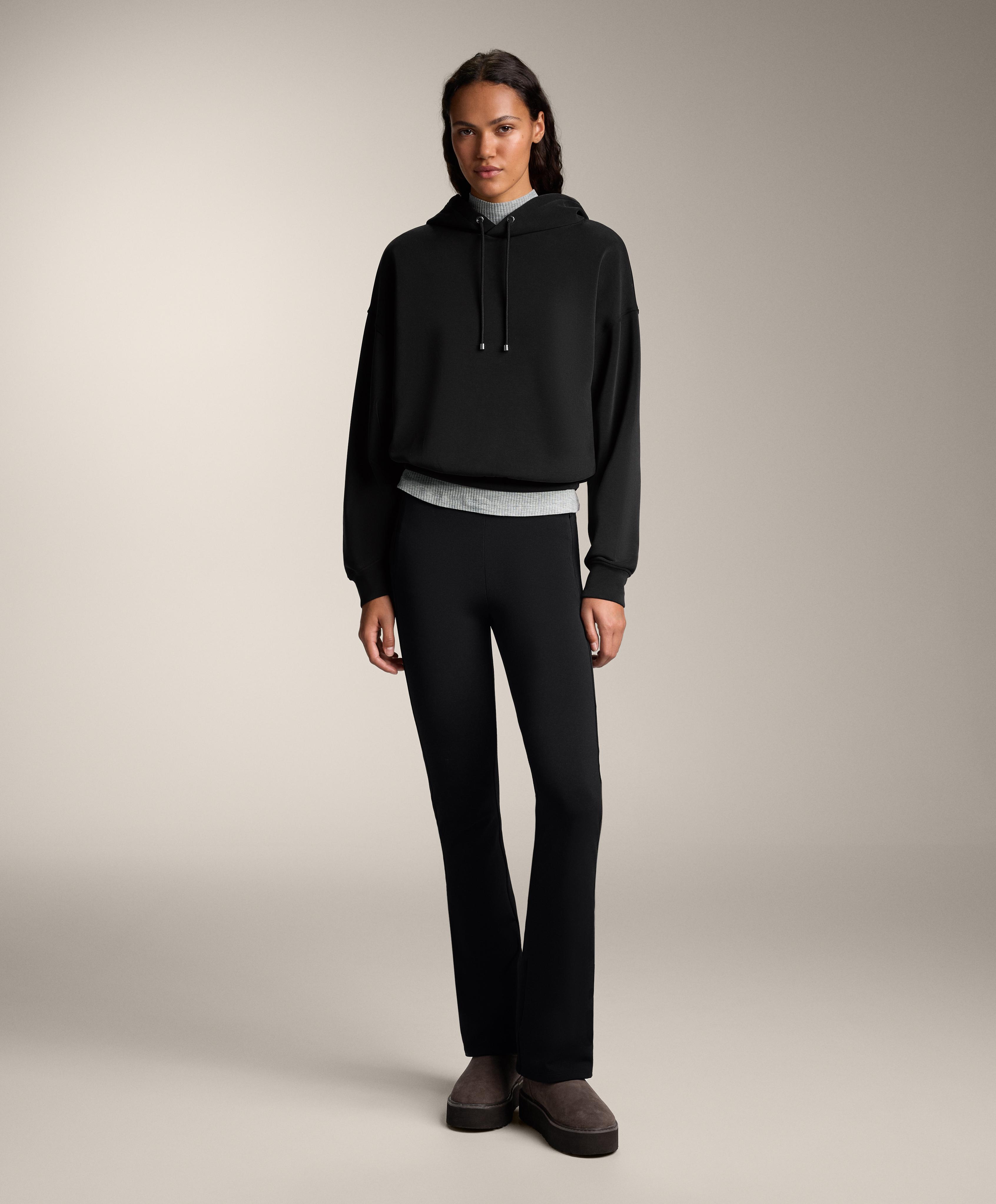 High rise warm flare trousers with pockets — BLACK