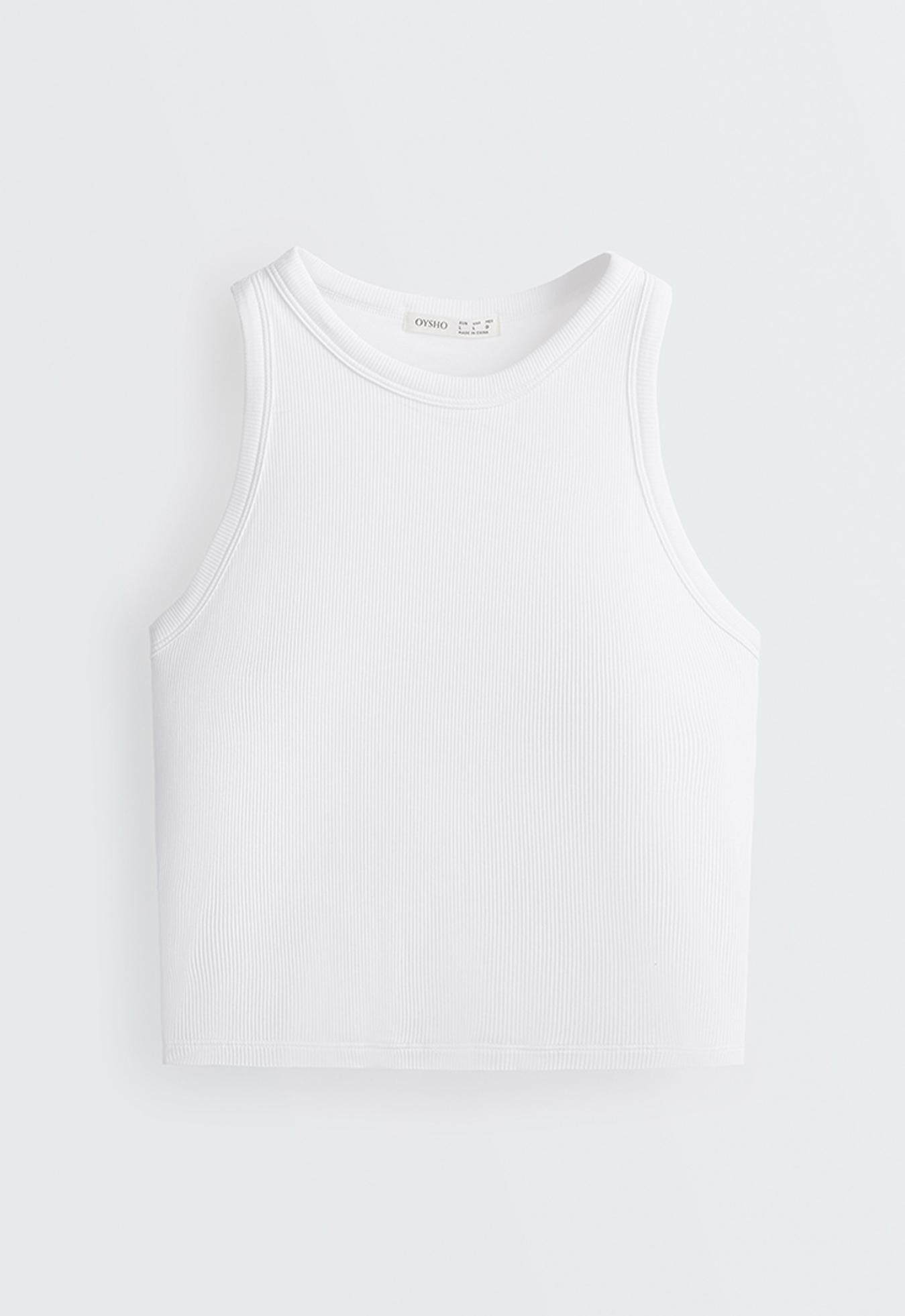 Rib modal blend long tank top — WHITE 