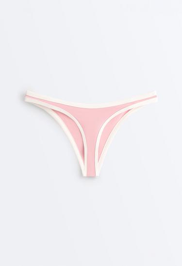 Contrast trim U-cut medium-coverage bikini briefs — PINK 7